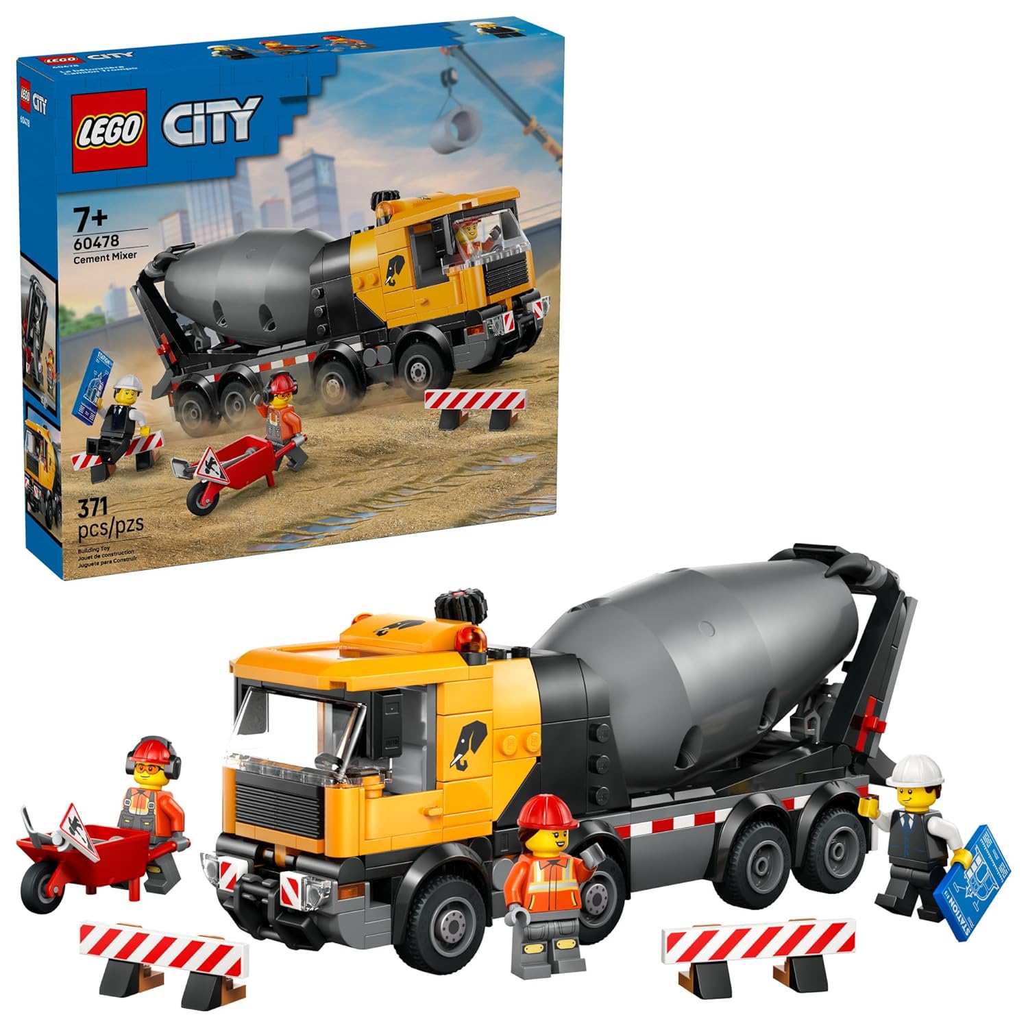 LEGO City Cement Mixer Truck Building Toy for Boys Girls Ages 7 - Pretend Play Construction Toy W