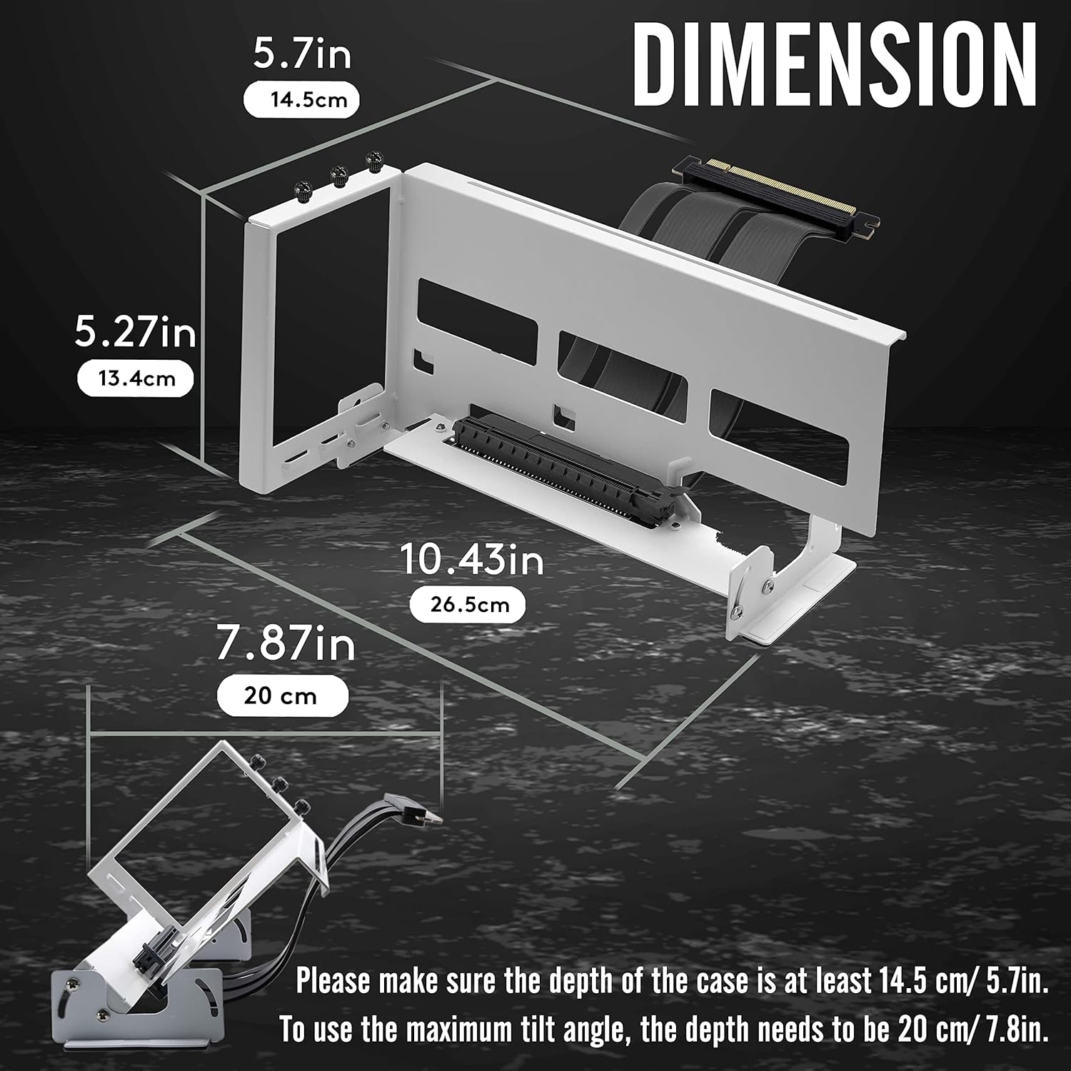 EZDIY-FAB PCIe 4.0 GPU Supporto per schede grafiche Regolazione multi-angolare, Kit di supporto VGA per scheda video con cavo riser PCIe 4.0 X16 Gen4 da 17 cm/6.69 pollici - Nero