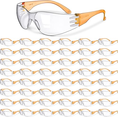 Weewooday 48 lentes de seguridad, talla única, gafas de seguridad para los ojos con lente protectora transparente para laboratorio de trabajo