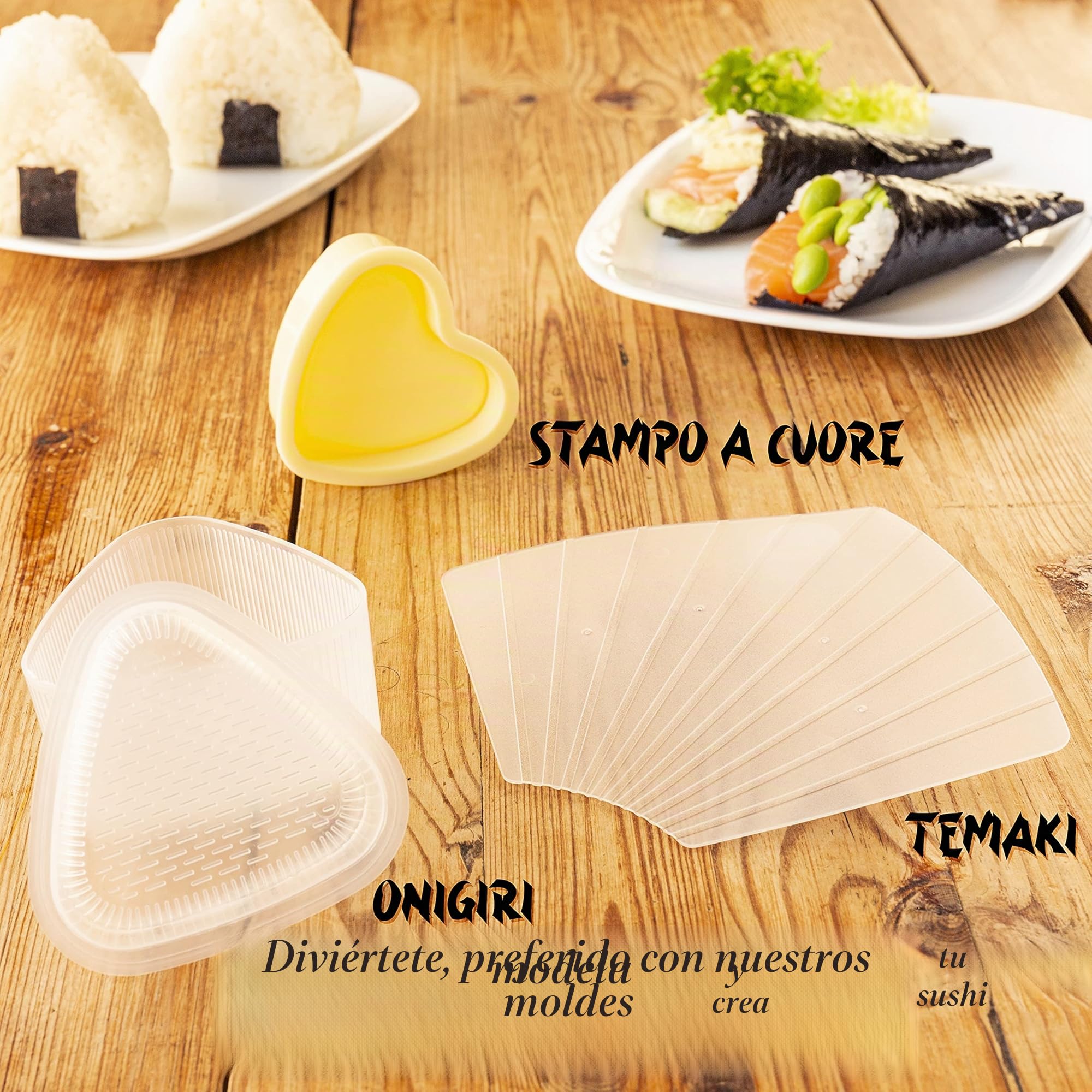 Kit Sushi 2025 – 29 Piezas con Guía Práctica, Recetario, Palillos Japoneses, Esterilla Sushi, Molde Onigiri, Arroz Sushi, Alga Nori para Sushi – Set Profesional DIY para Principiantes