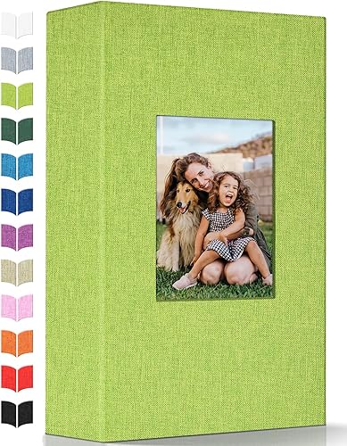 Artfeel Álbum de fotos de 4 x 6 pulgadas con 300 bolsillos, álbumes de fotos deslizables, cubierta de lino, libro de recuerdos con ventana frontal,