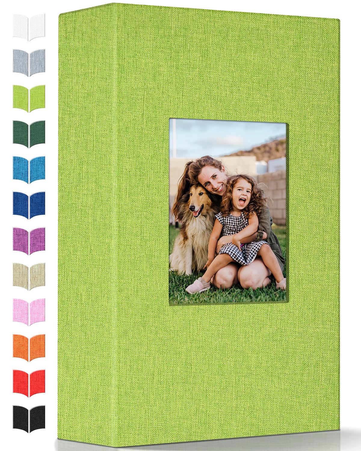 Artfeel - Álbum de fotos con 300 bolsillos de 10 x 15 cm, cubierta de lino con ventana frontal, libro de fotos vertical con páginas blancas para boda, familia, aniversario, bebé, vacaciones