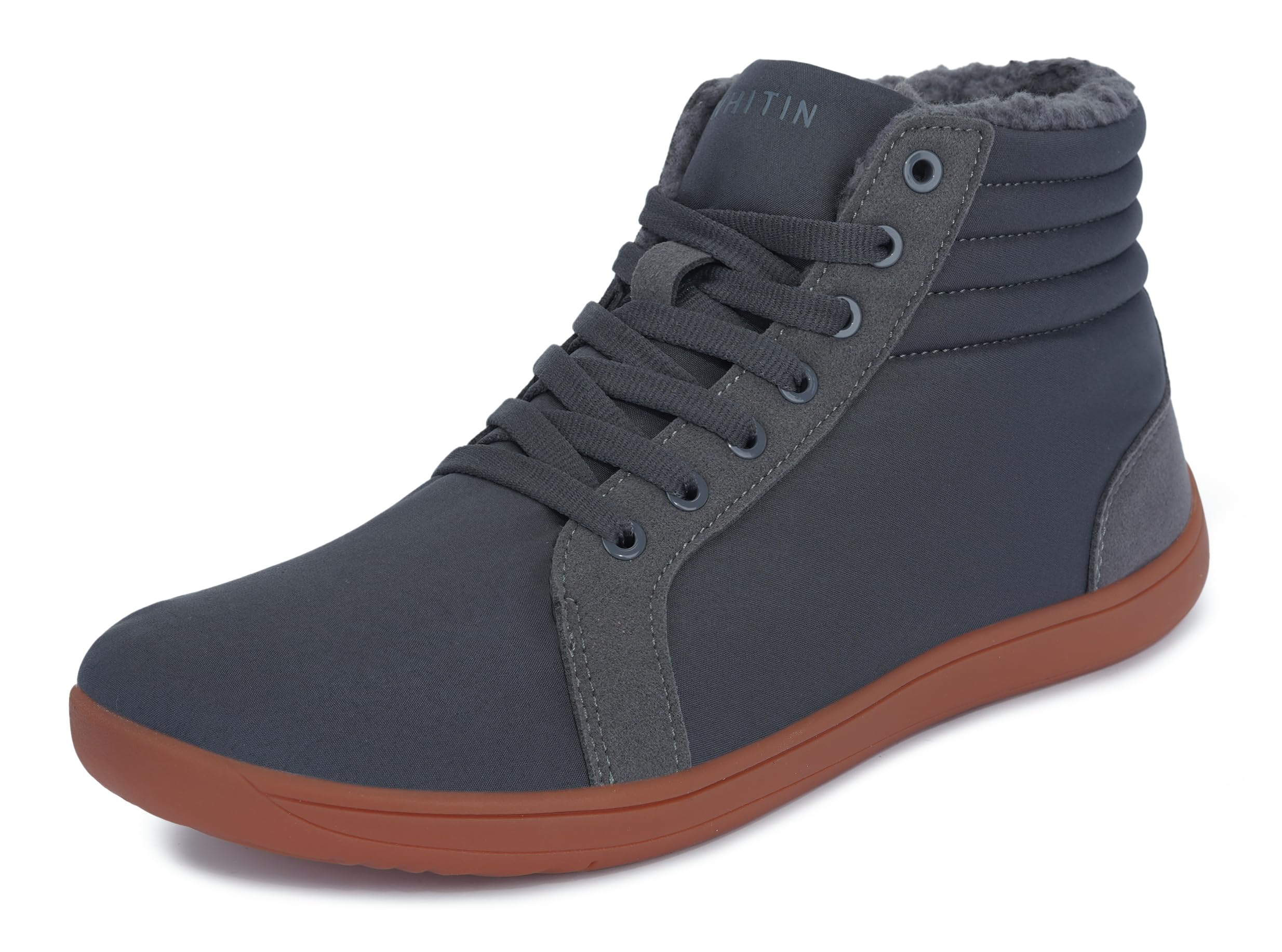 WHITIN Mens Wide Winter Barefoot Shoes Hi-top Minimalist Sneakers Zero Drop Sole Optimal Warmth Protection