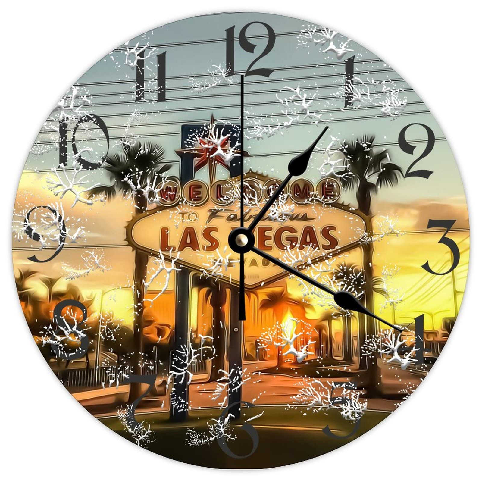 Horloge ronde en bois Las Vegas idéale pour sublimer le salon