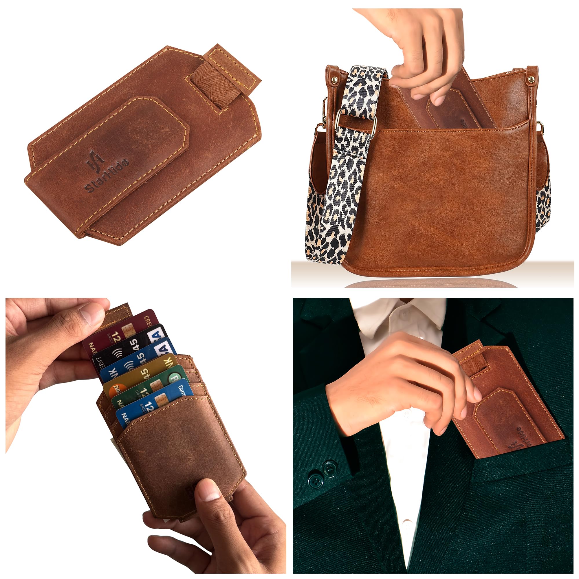 STARHIDE Portafoglio In Pelle Pieno Fiore Invecchiato Fatto A Mano - Foto 9