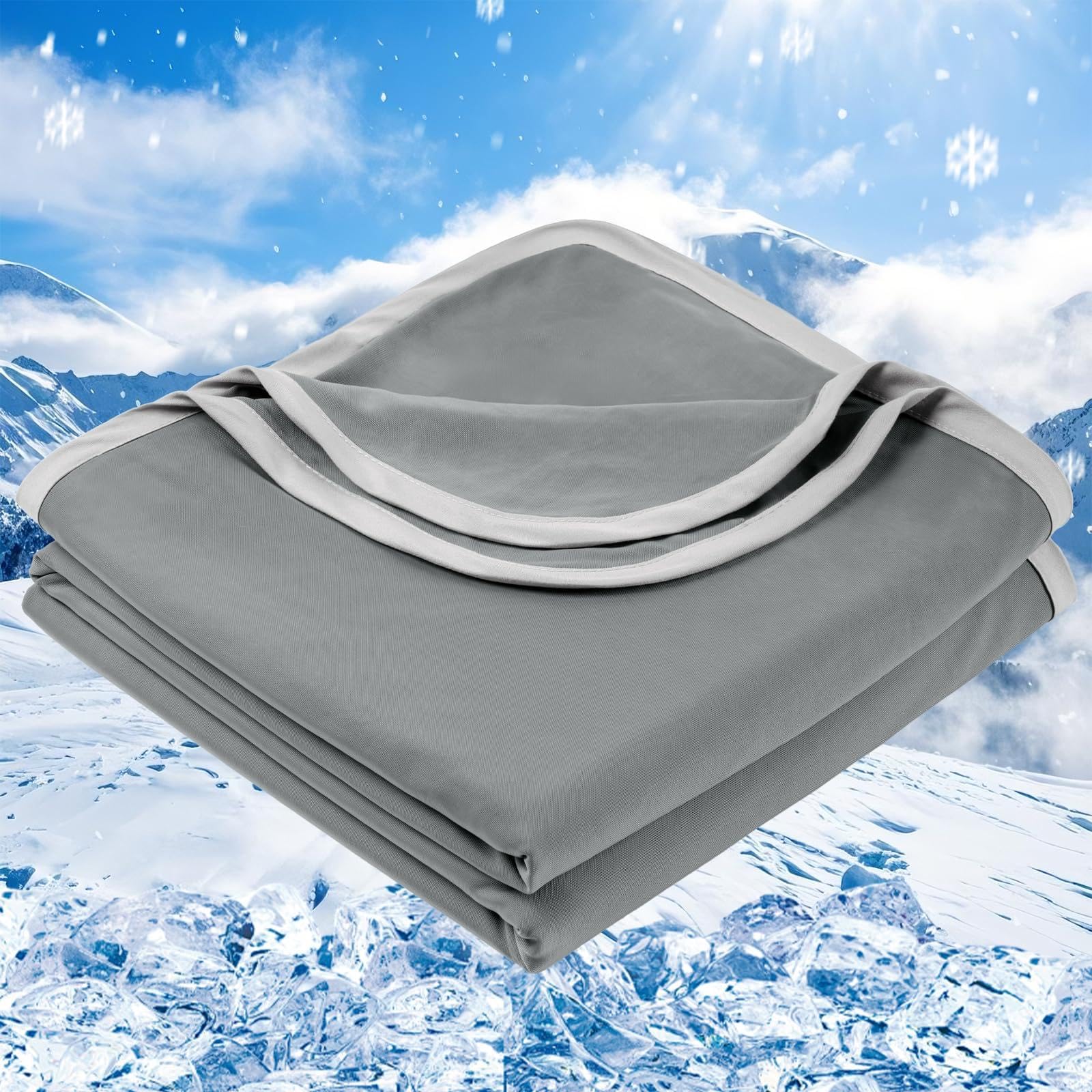 PHF Kühldecke 150x200cm, Arc-Chill Q-Max>0.5 doppelseitige selbstkühlende Kühldecke, Schweißabsorbierende und Atmungsaktive Charcoal Grey Bettedecke Sofadecke Wohndecke Reisedecke (Anthrazit)