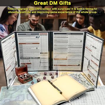 Haxtec DND DM Screen, Master Screen with Inserts Compatible with Dungeons and Dragons Board Game Masters, TTRPG Accessories DND Gifts for DM Dungeons Masters, DND Starter Set