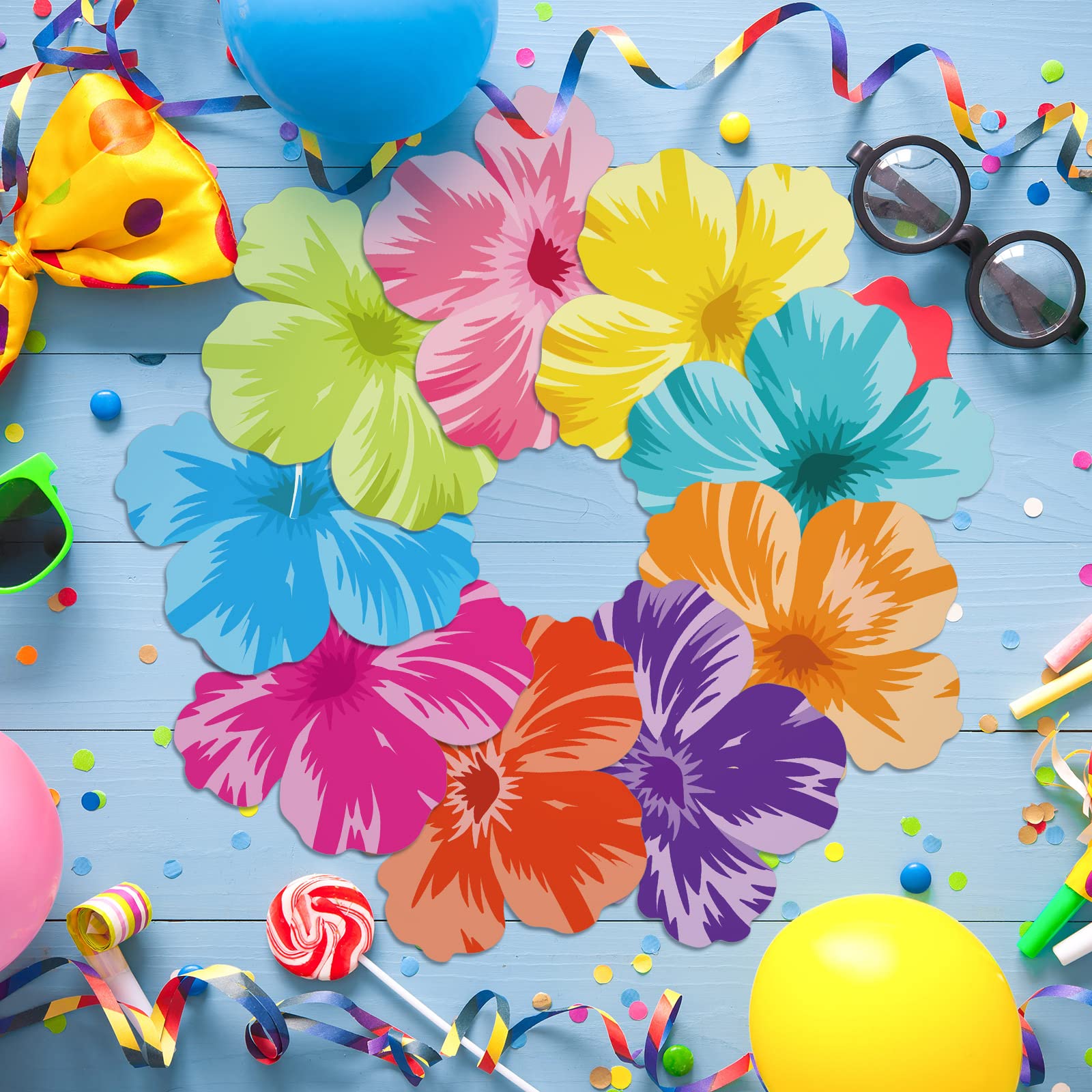 Teling 80 manteles individuales desechables de flores hawaianas desechables de 12.8 pulgadas, manteles individuales de papel para novia, baby shower, suministros de fiesta de cumpleaños, decoración