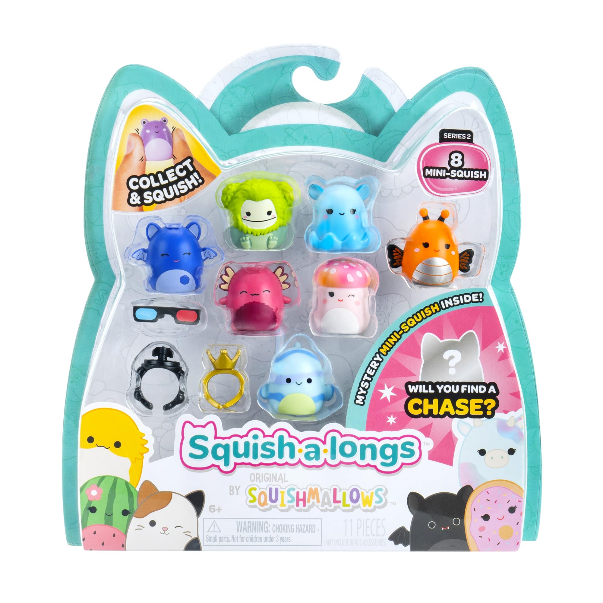 Squish-a-longs 8 Pack (STYLE 2- W2), (8) 1” Mini-Squish with (2) Accessories, (1) Ring, and a Collector’s Guide, Collect - Image 2