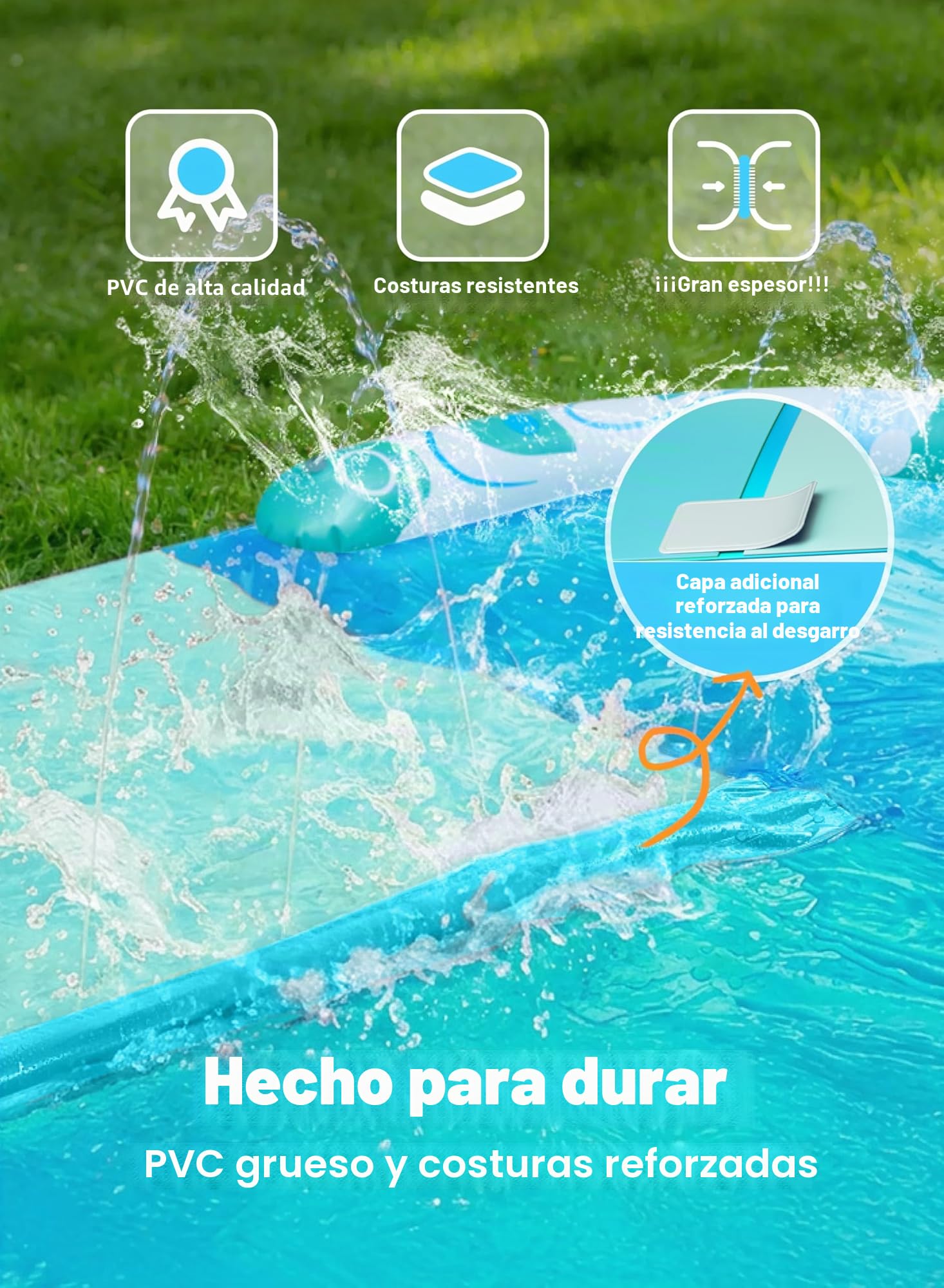 JOYIN Tobogán de Agua de 22,5 pies/685.8cm con 2 Tablas deslizantes, tobogán de césped de Verano con rociador Incorporado, Juguete acuático para niños al Aire Libre, Azul, Azul Claro