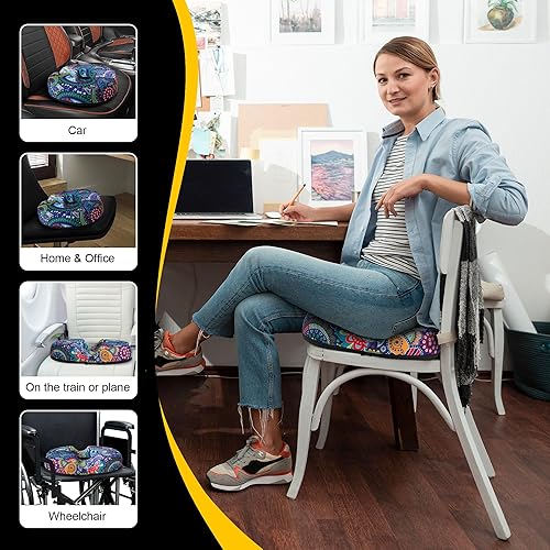 Miniatura 5 de Cojín de asiento con forma de dona para aliviar el dolor de coxis y hemorroides, cojín para silla de oficina en casa para trabajo sentado