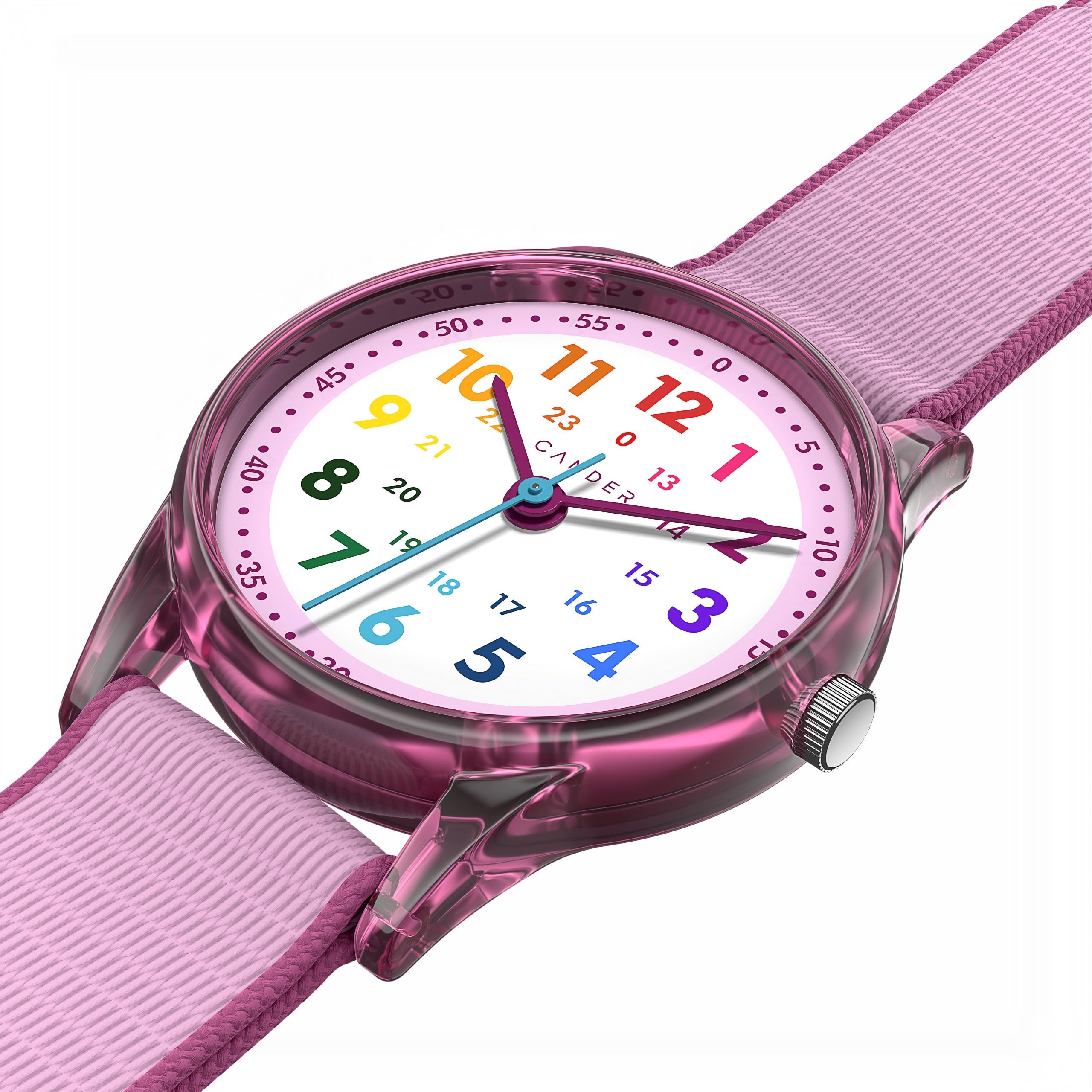 Cander Berlin MNA 0130 F - Reloj de pulsera infantil con velcro, resistente al agua, 3 ATM, analógico, color rosa