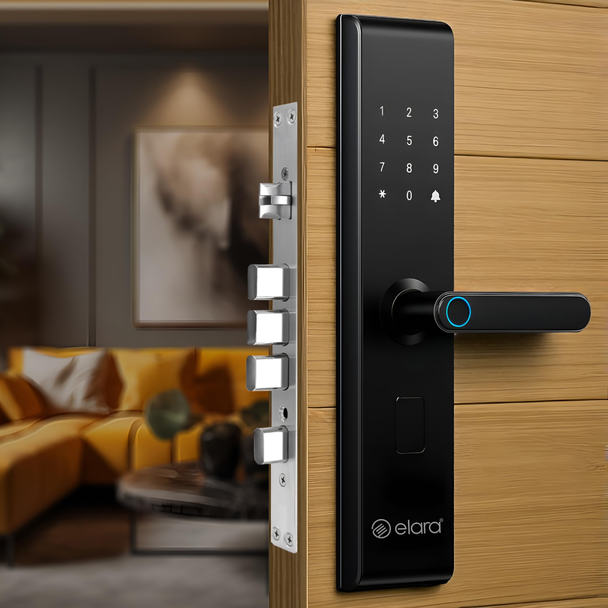 Elara Echo Lite Smart Door Lock – 7-in-1 Access: Fingerprint, Card, App, OTP, PIN, Keys & WiFi, Black (2-Year Warranty)-picture-15