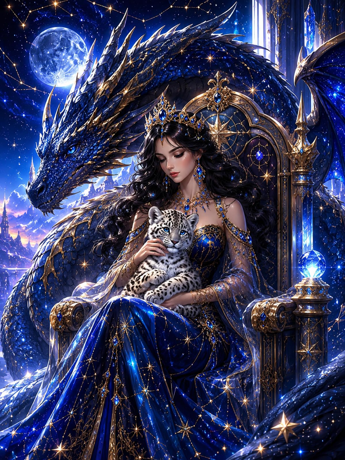 CAYLEKI Majestic Starry Dragon 5D Diamond Painting Kit for Adults 30x40cm - Full Round Drill Crystal Gem Art DIY Craft with Sparkling Resin Diamonds for Home Wall Decor, Complete Tools &
