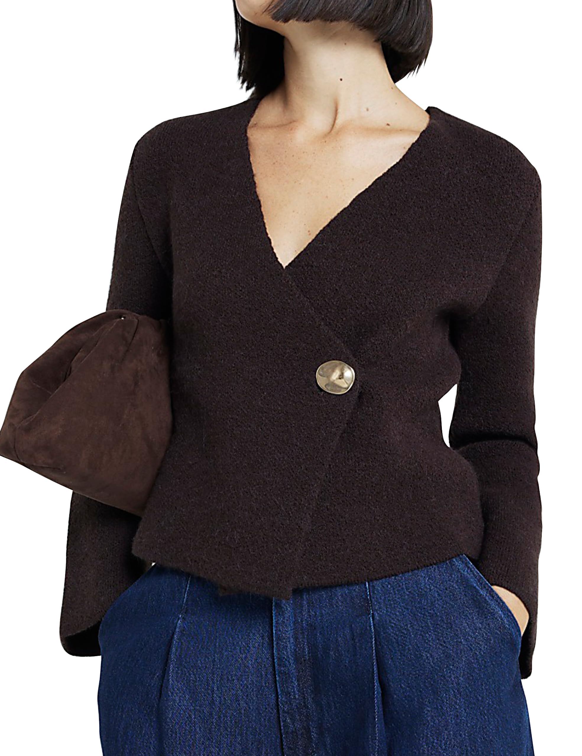 24AWMUKCYEN asymmetric short cardigan 【公式通販】