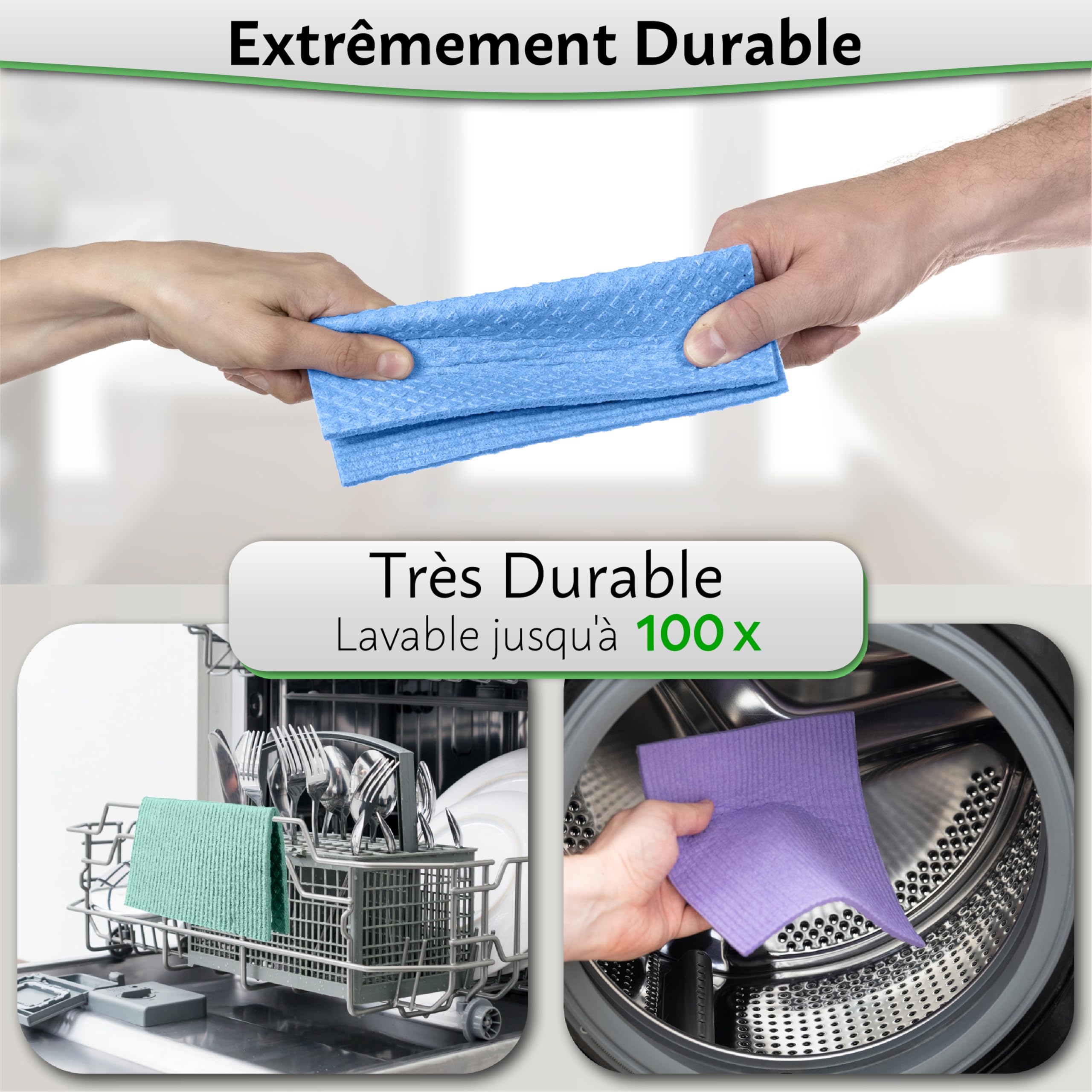 Chiffons éponge En Cellulose Respectueux De L'environnement, Sans Odeur, Réutilisables Pour La Cuisine - Torchon Absorbant