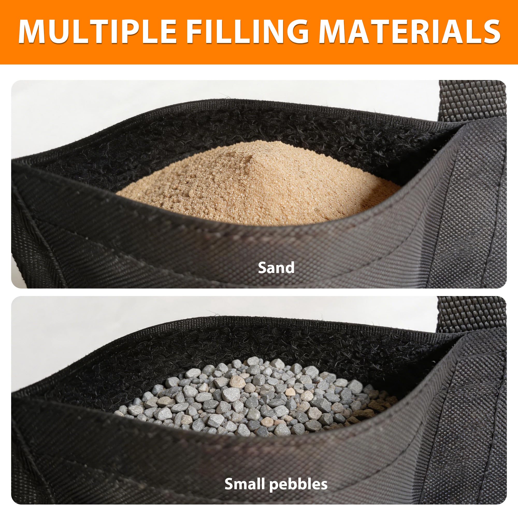 Gewichte für Pavillon Sandsäcke 4 Stück, Strapazierfähige Sandsack mit Klettverschluss für Pop-up-Überdachungszelt, Terrassenschirm, Sonnenschirm, Trampoline, Gewichtete Fußtasche, Schwarz