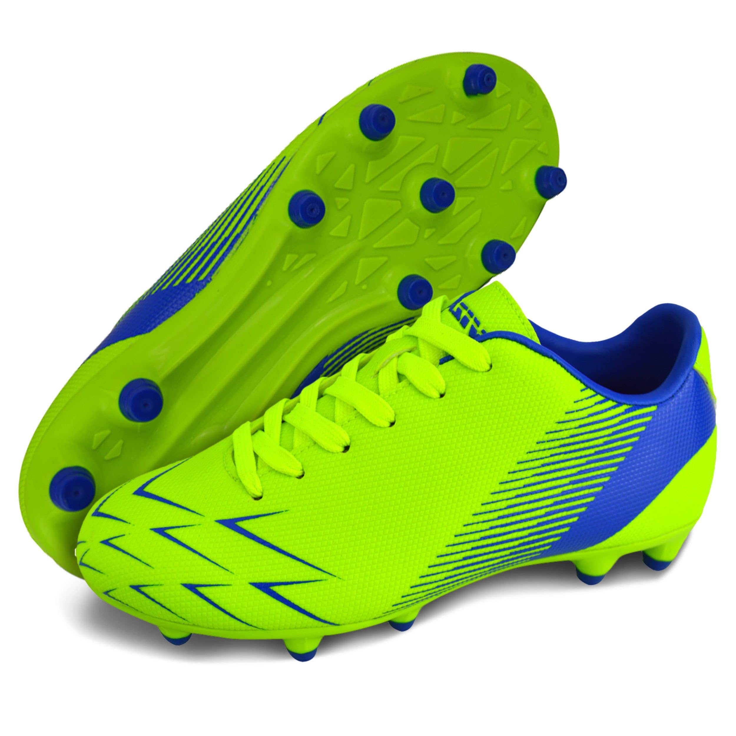 Ranger FG Children's Football Boots - Stud Shoes - Outdoor Firm Surface - Football Boots for Boys and Girls, black green, 35 EU