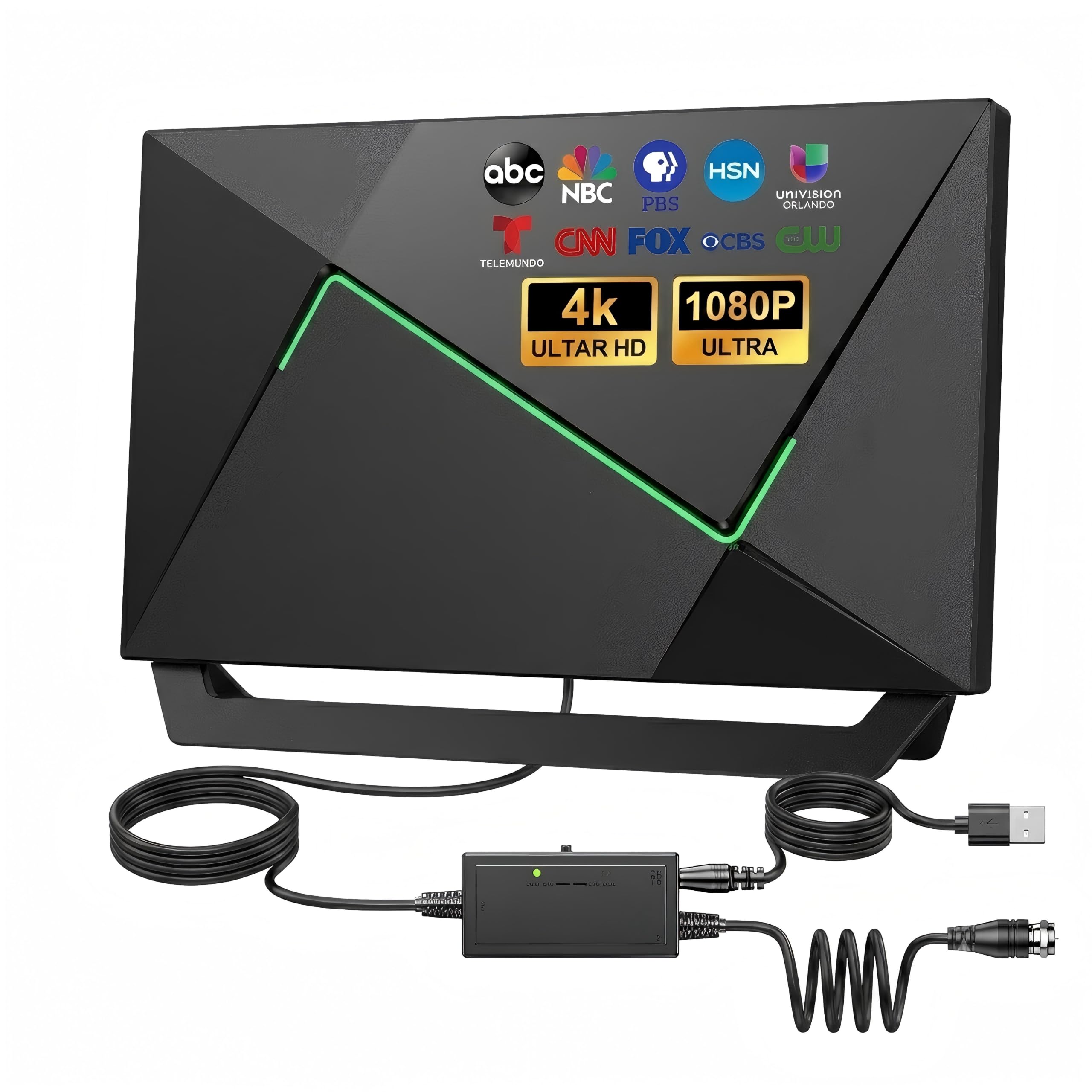 Antenne TV 2025 pour Smart TV intérieure pour chaînes locales Antenne numérique HD Réception longue portée avec amplificateur de signal Prend en charge 4K 1080p HD