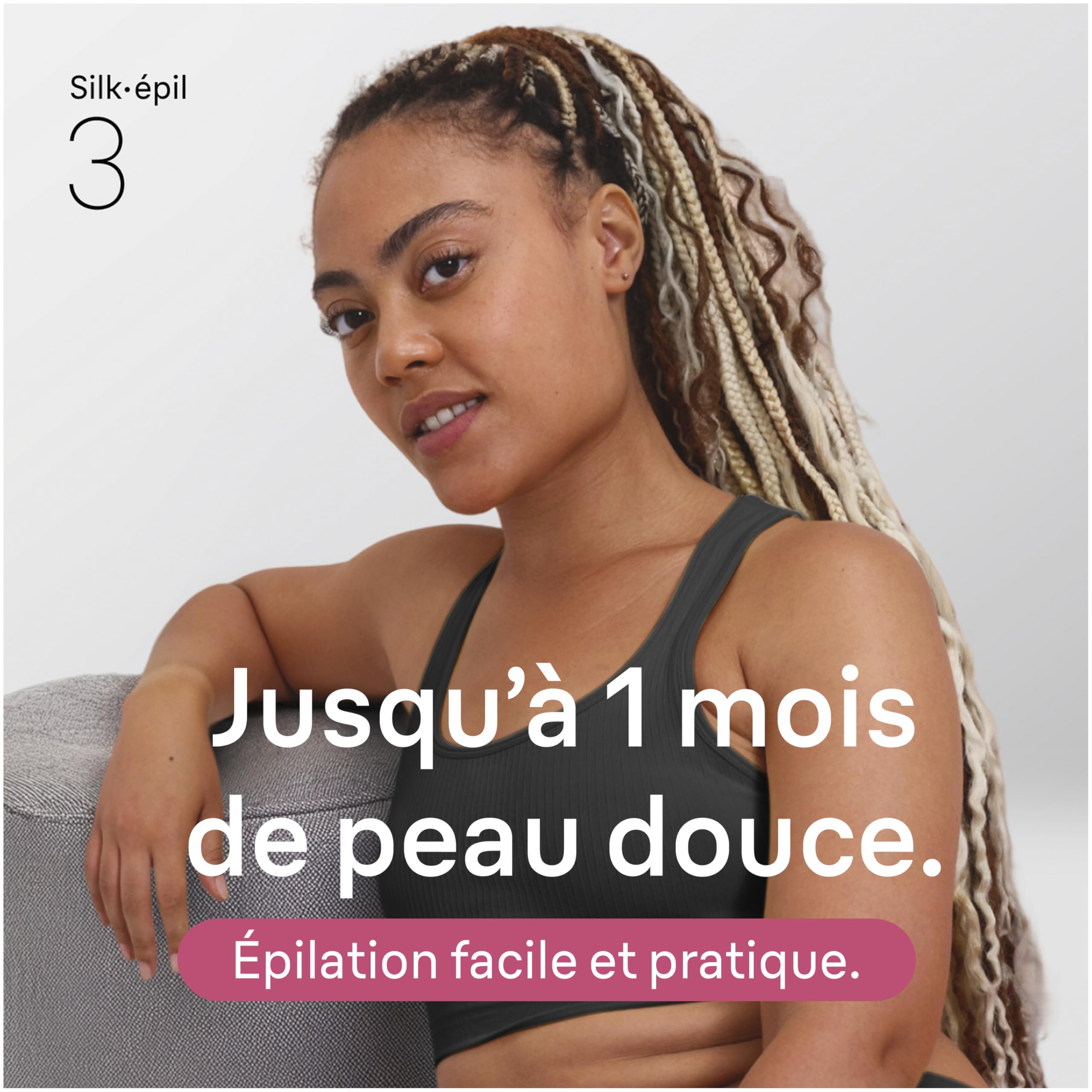 Braun Epilateur Electrique Femme Silk Epil 3 3-032, Rose – Voyant Intelligent, sur Secteur, Coffret Epilation Facile avec Tête de Rasage, Sabot Tondeuse