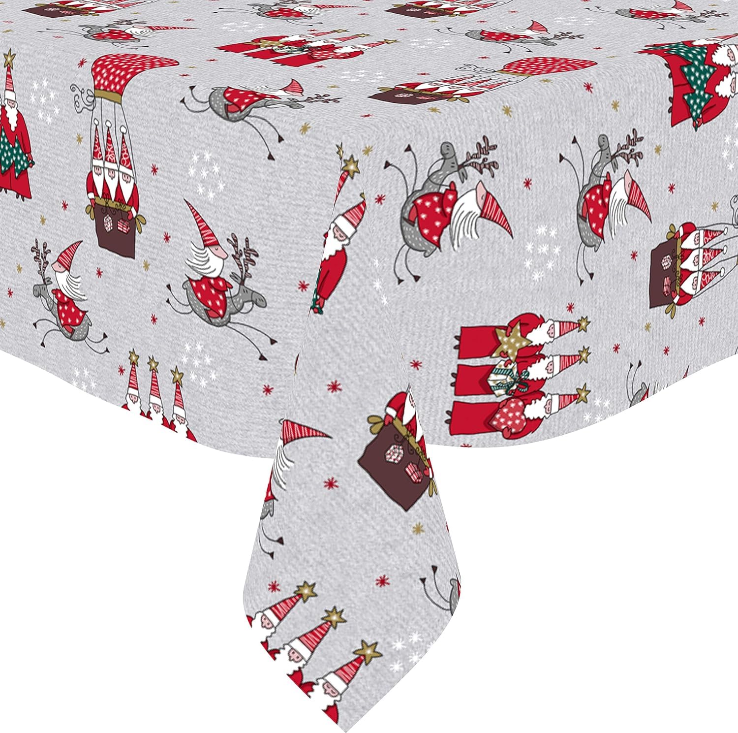Karina Home Santa Lapland Christmas PVC Wipe Clean Tablecloth (Grey, 120 x 120cm)