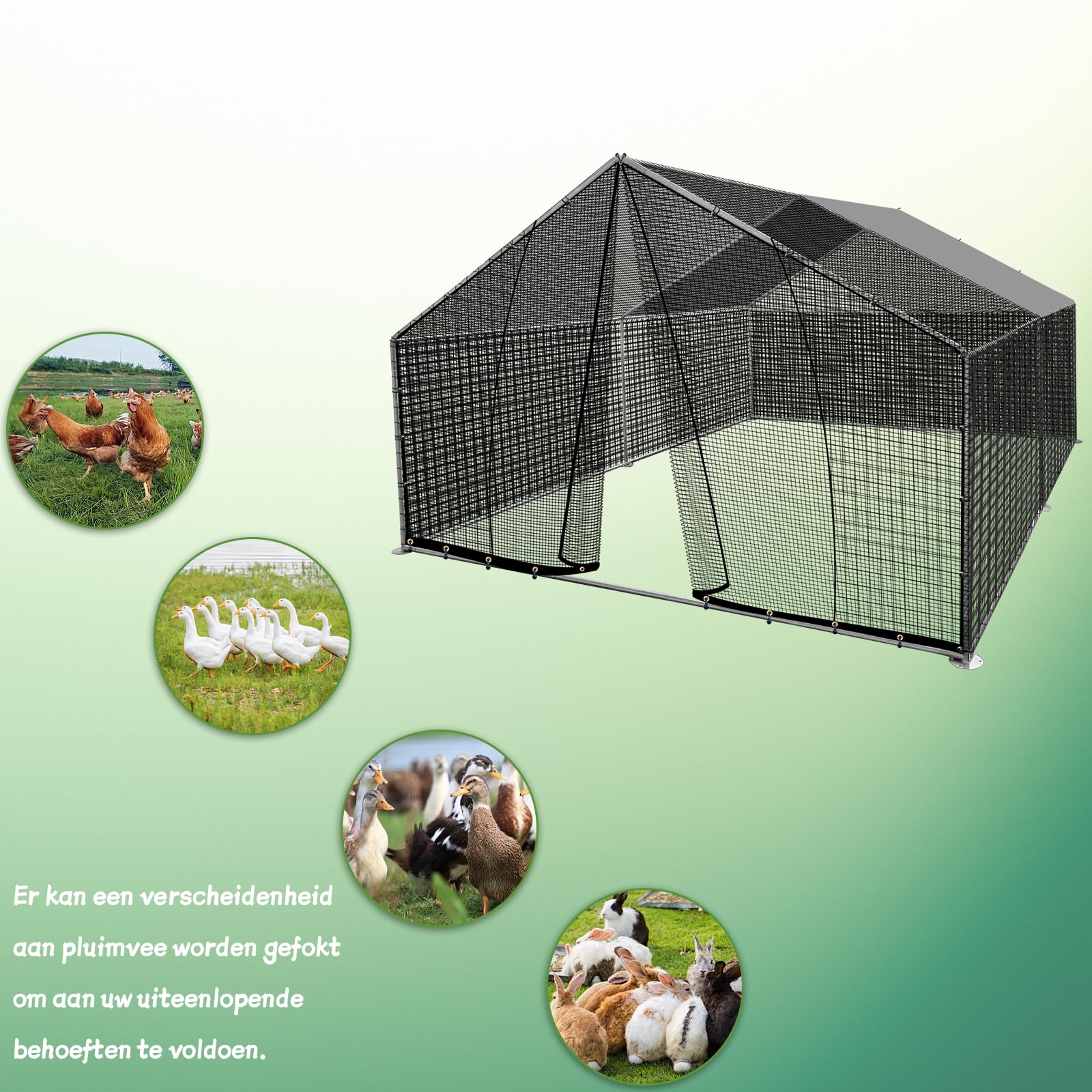 Kapler Kurnik zewnętrzny ocynkowany kurnik 4 x 3 x 2 m-XL z kurczakiem z materiału zimowego