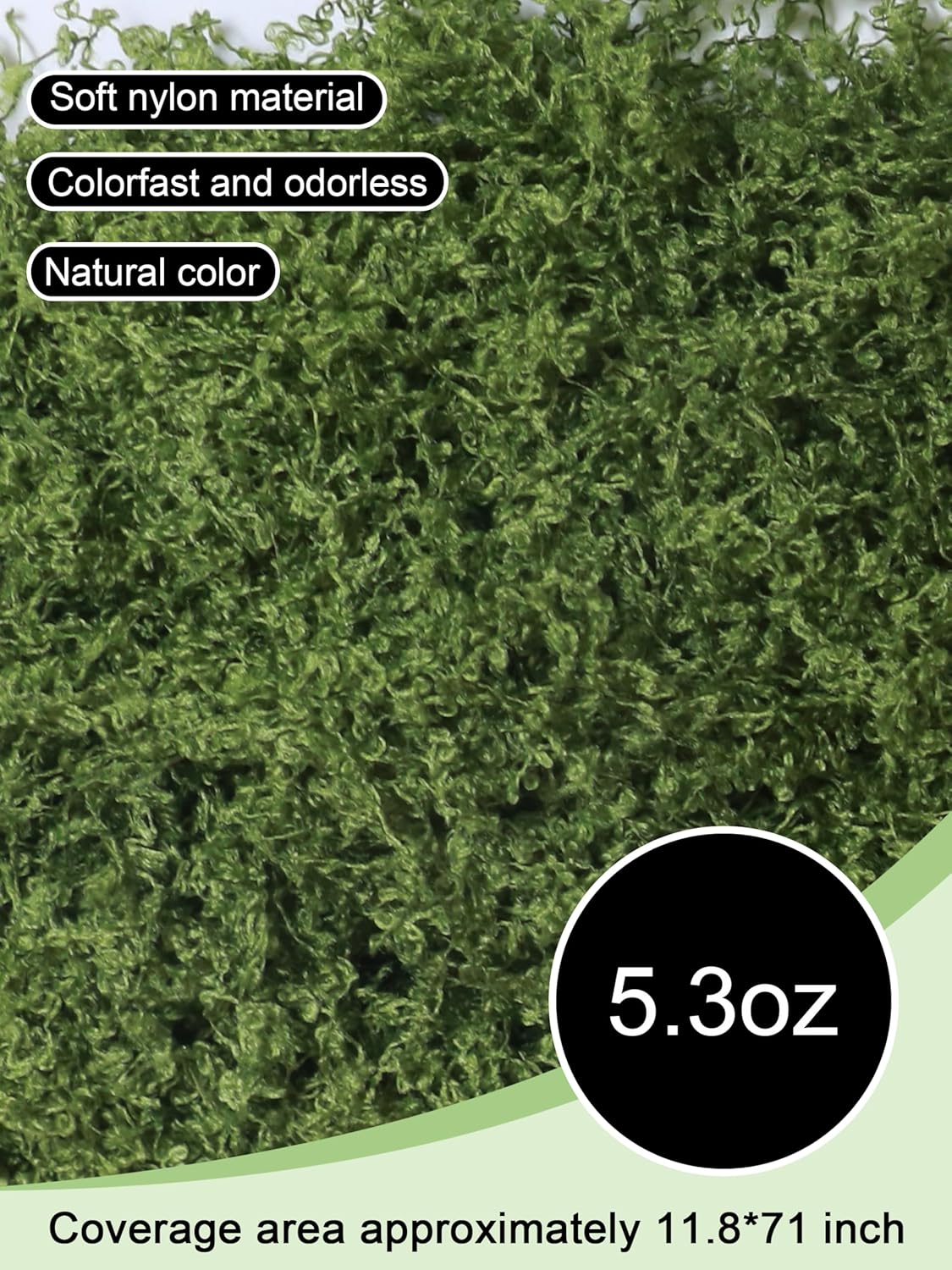 5.3oz Green Fake Moss Artificial Floral Moss Faux Plant for DIY Crafts Fairy Garden Pot Filler Vase Greenery Decorating Project Indoor Model Making Walls Glass Decor Forlaoers - Image 3