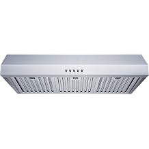 Winflo 30 In. 600 CFM Convertible Stainless Steel Under Cabinet Range Hood with Baffle Filters and Push Button Control
