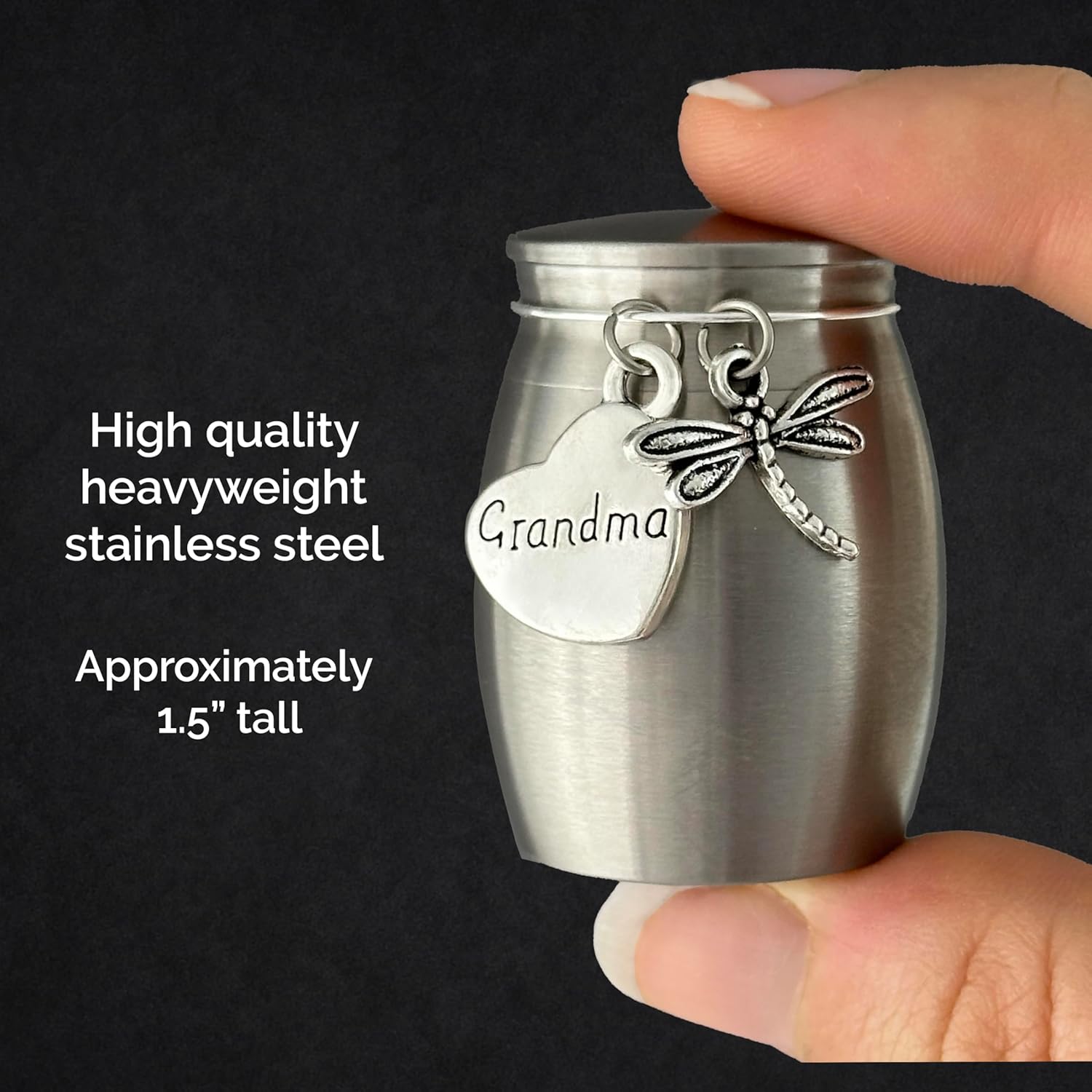 Grandma Dragonfly Small Urn for Human Ashes Cremation Keepsake Memorial Stainless Steel for Family