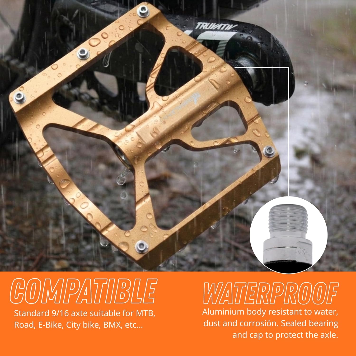 IMPALAPRO Aluminum Platform Bike Pedals CNC Machined 97×92 mm – Lightweight 320 g Bicycle Pedals with Sealed Cr-Mo Axle and 10 Stainless Pins for MTB, Gravel, BMX and E-Bike