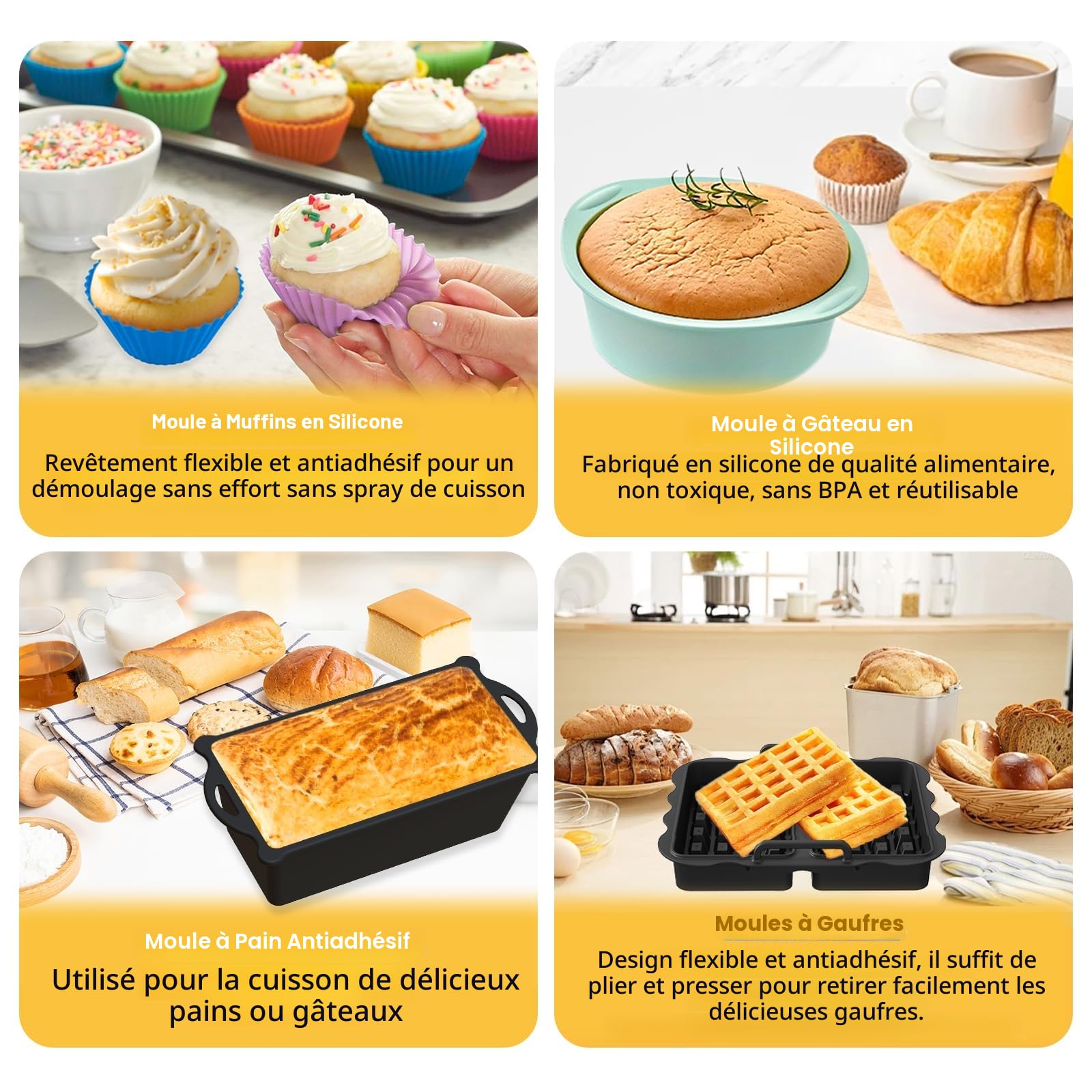 Moule Silicone Air Fryer Accessoires pour Ninja Air Fryer 10.4L AF500EU/COSORI 10L/COSORI Dual Zone 10L Twinfry Airfryer, Réutilisable Silicone Réutilisable Plat, Grille Racks, Grille de Grille