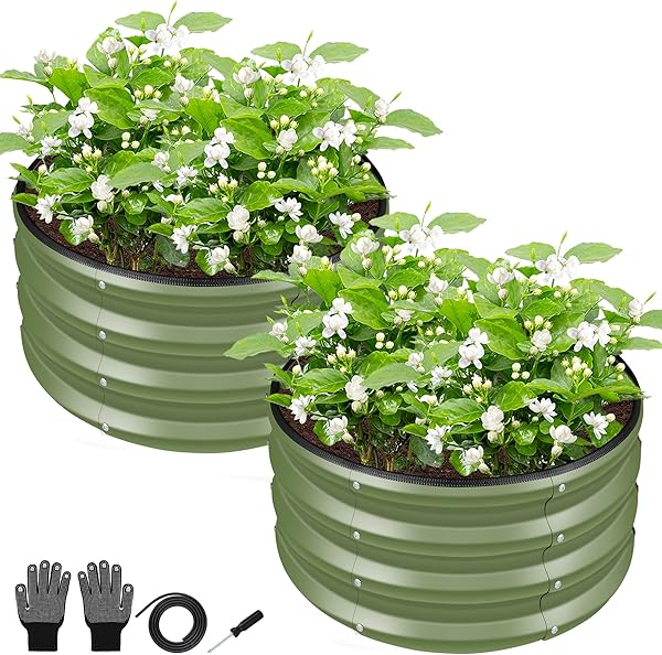 ZXZYHFTY Kit per aiuola rialzata rotonda zincata