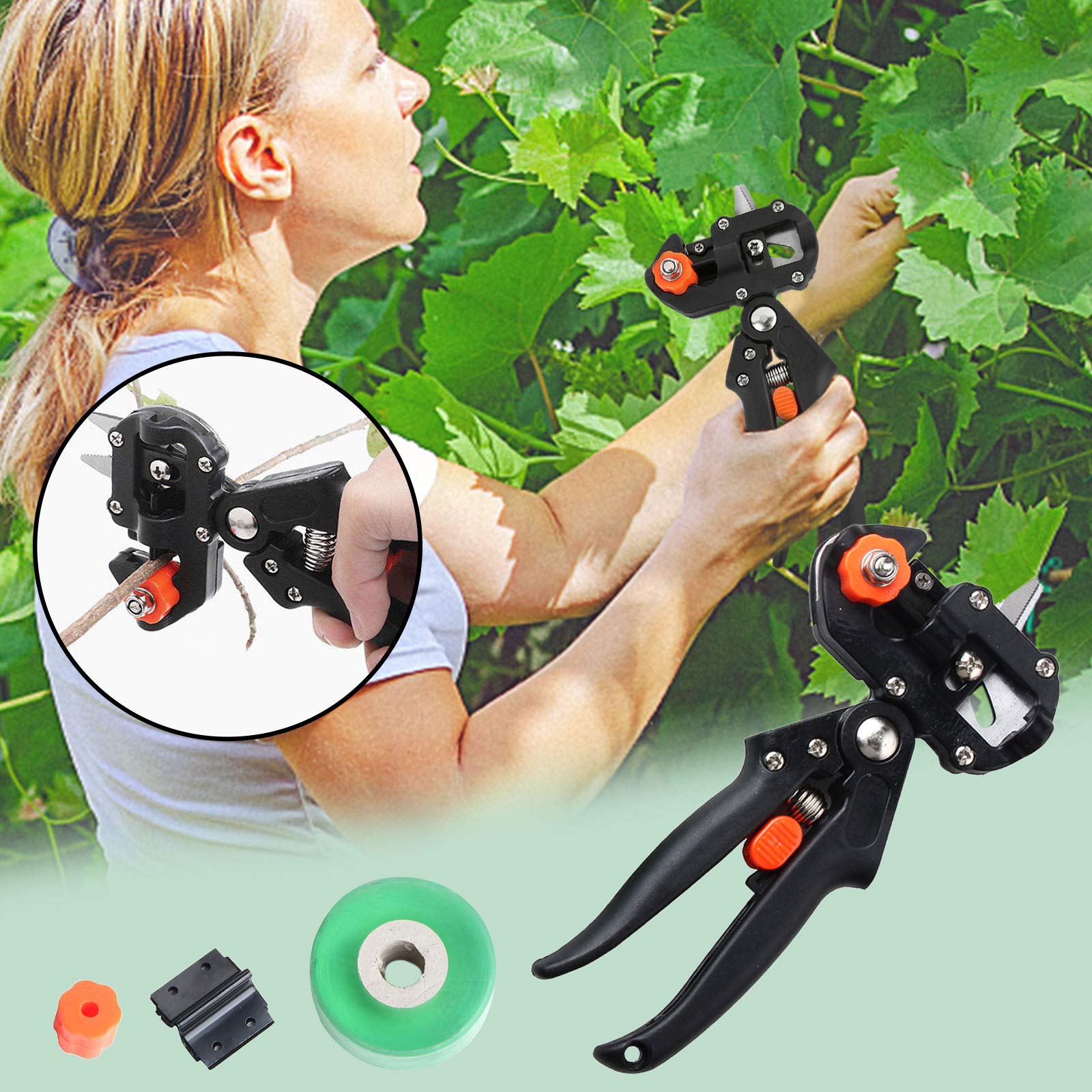 Forbici da Innesto 2 in 1, Forbici per Innesto e Potatura, Potatura Kit da Innesto Professionale da Giardino Forbici da Potatura Set da Giardinaggio per Alberi da Frutto Rami di Piante,Nero,set A