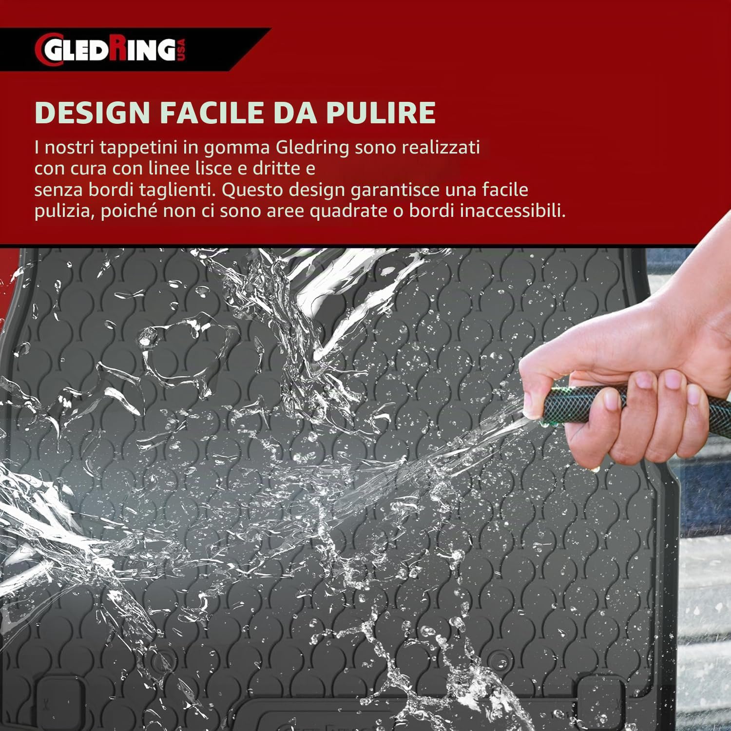 Gledring Tappeto Bagagliaio in Rubbasol (Gomma) Compatibile con BMW X1 (U11) Diesel 2022- (Piano di carico Alto, con sedili Posteriori fissi)
