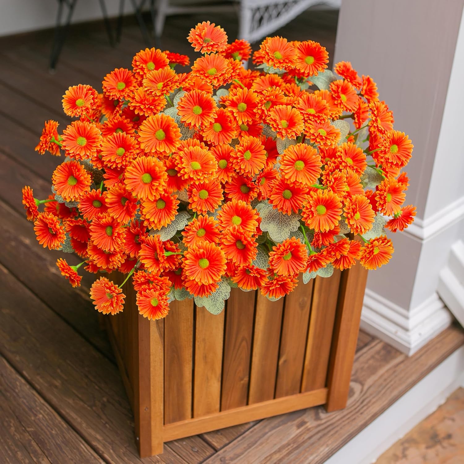 HyeFlora Dahlia Artificial Flowers for Outdoors Faux Plants Spring Decoration, 6 Bundles Fake Outdoor Flower Realistic Daisy UV Resistant Silk Flowers for Outside Planter Patio Yard Garden Porch Home - Image 4