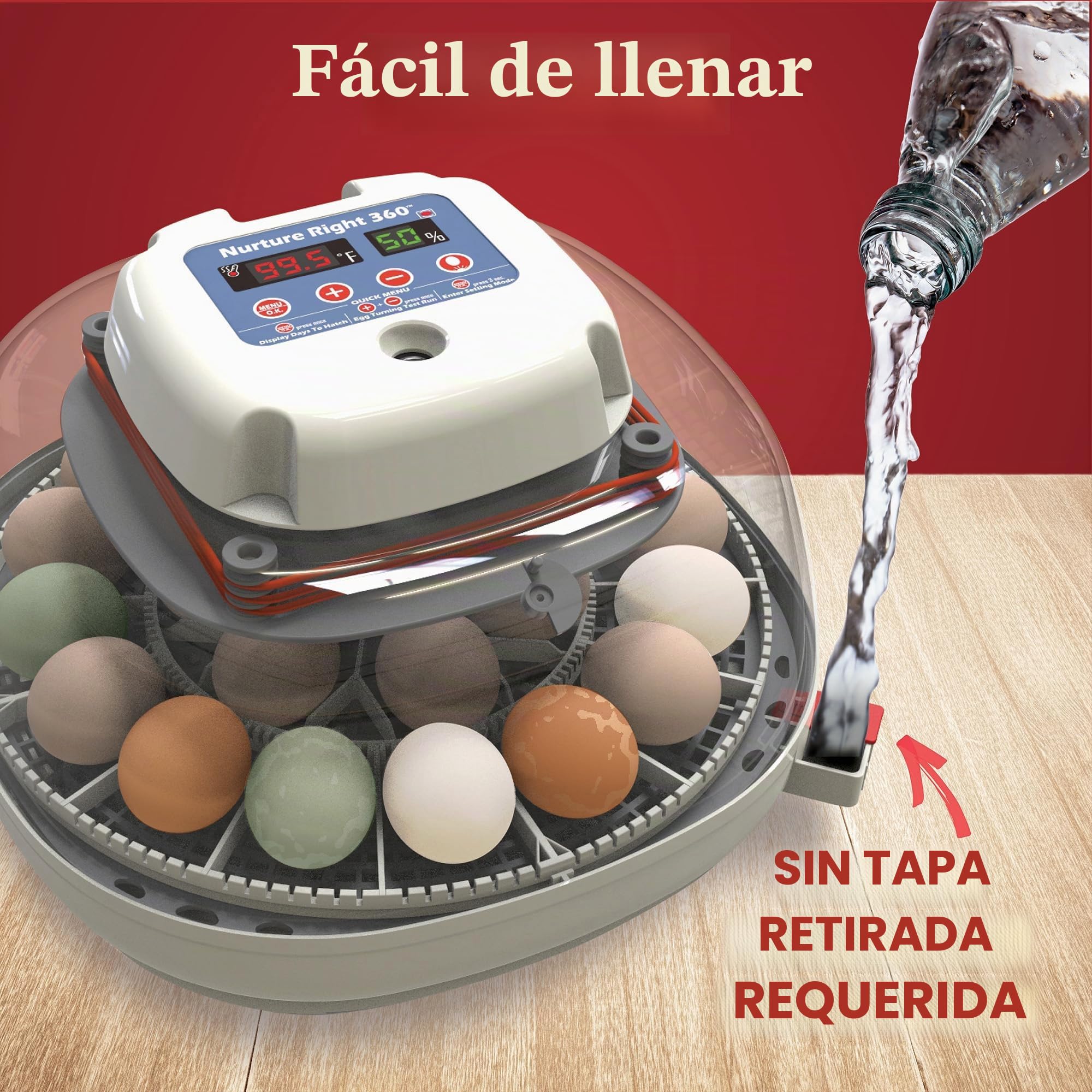 Harris Manna Pro Farms Nurture Right Incubadora | Incubadora de Huevos para incubar Pollitos | Vista de 360 Grados