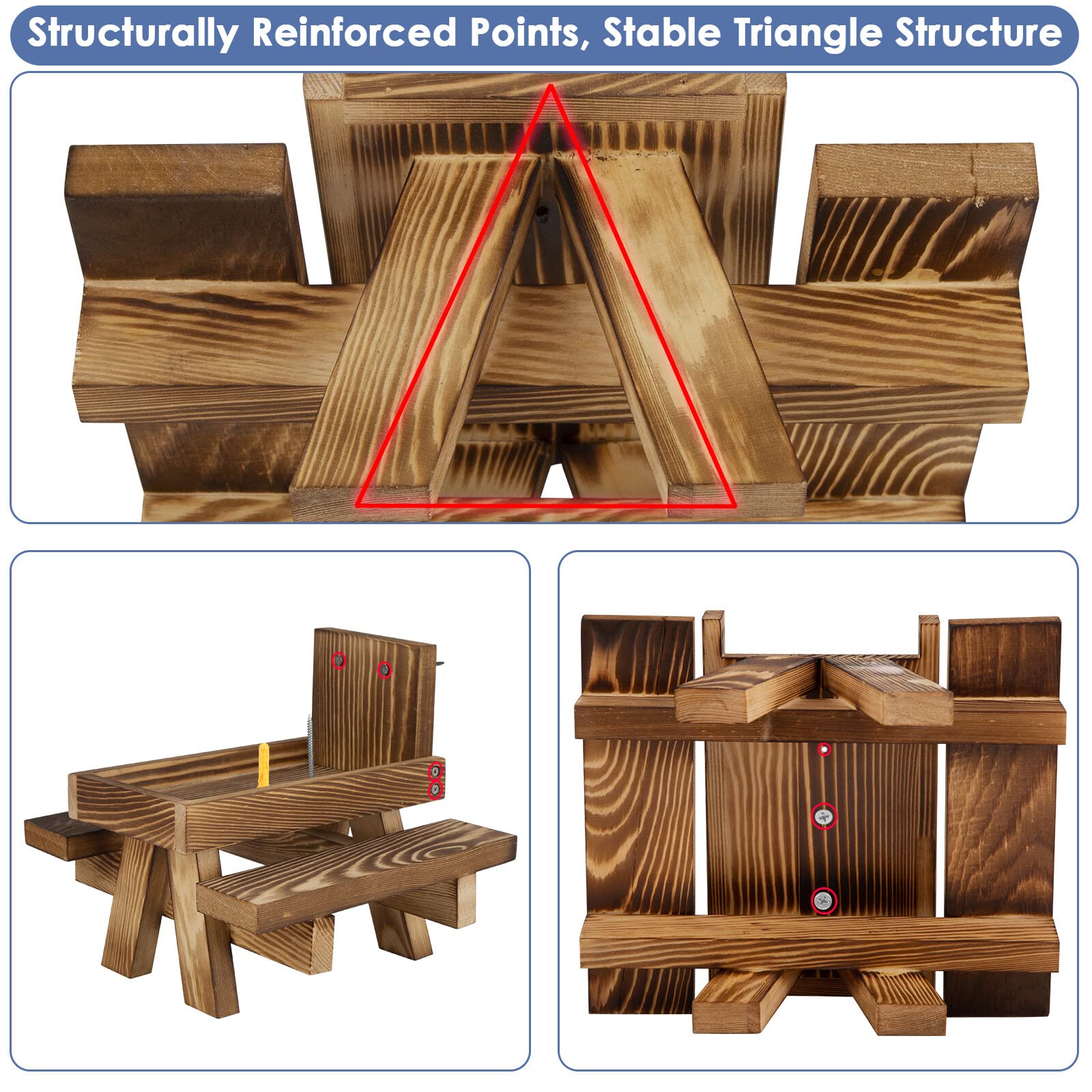 Comedero de ardillas de madera para exteriores, divertido mesa de alimentación para ardillas con un paraguas para jardín, patio, árbol