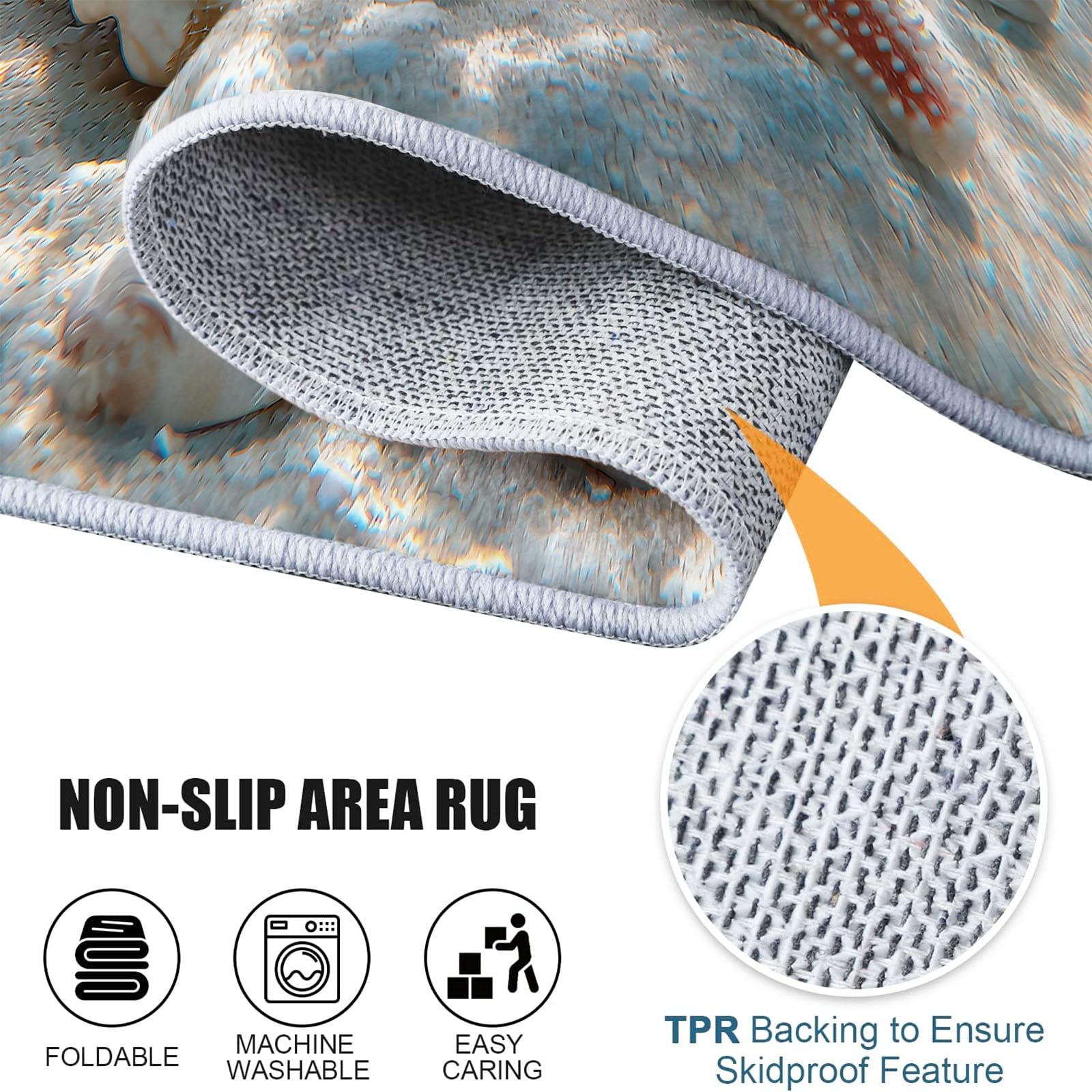 Tapis 120 x 170 cm Style Photographie Vacances Lavable Bleu