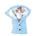 XMWEALTHY Unisex Infant Swaddle Blankets Soft Thick Fleece Knit Baby Girls Boys Stroller Wraps (Light Blue)