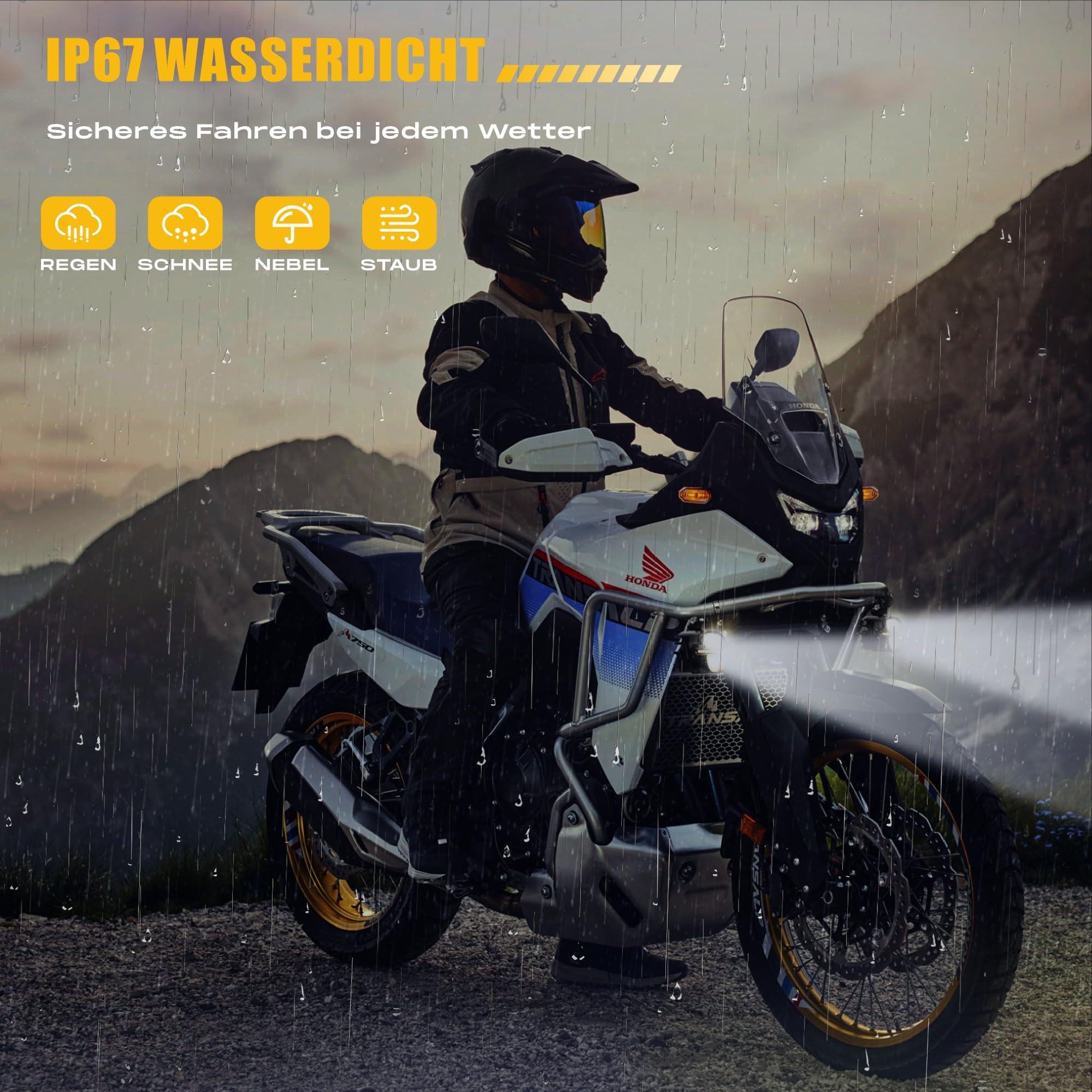 Future Eyes Motorrad Zusatzscheinwerfer LED 12000LM 120W Homologierte Motorrad Nebelscheinwerfer E-Mark E57 LED Scheinwerfer für Motorrad IP67 mit verstellbarer 360° Halterung
