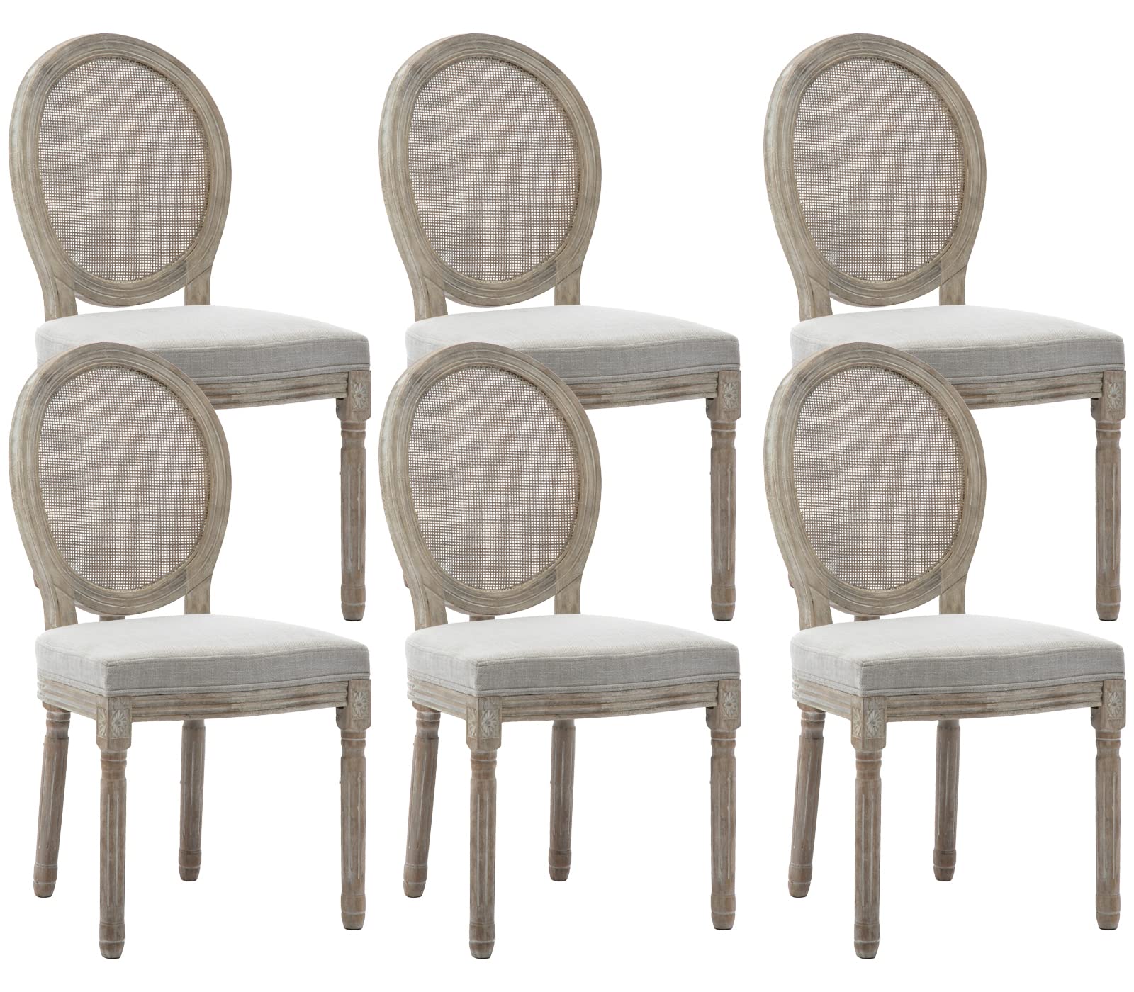 Buy chairus Farmhouse Dining Chairs Set of 6, Round Rattan Back French
