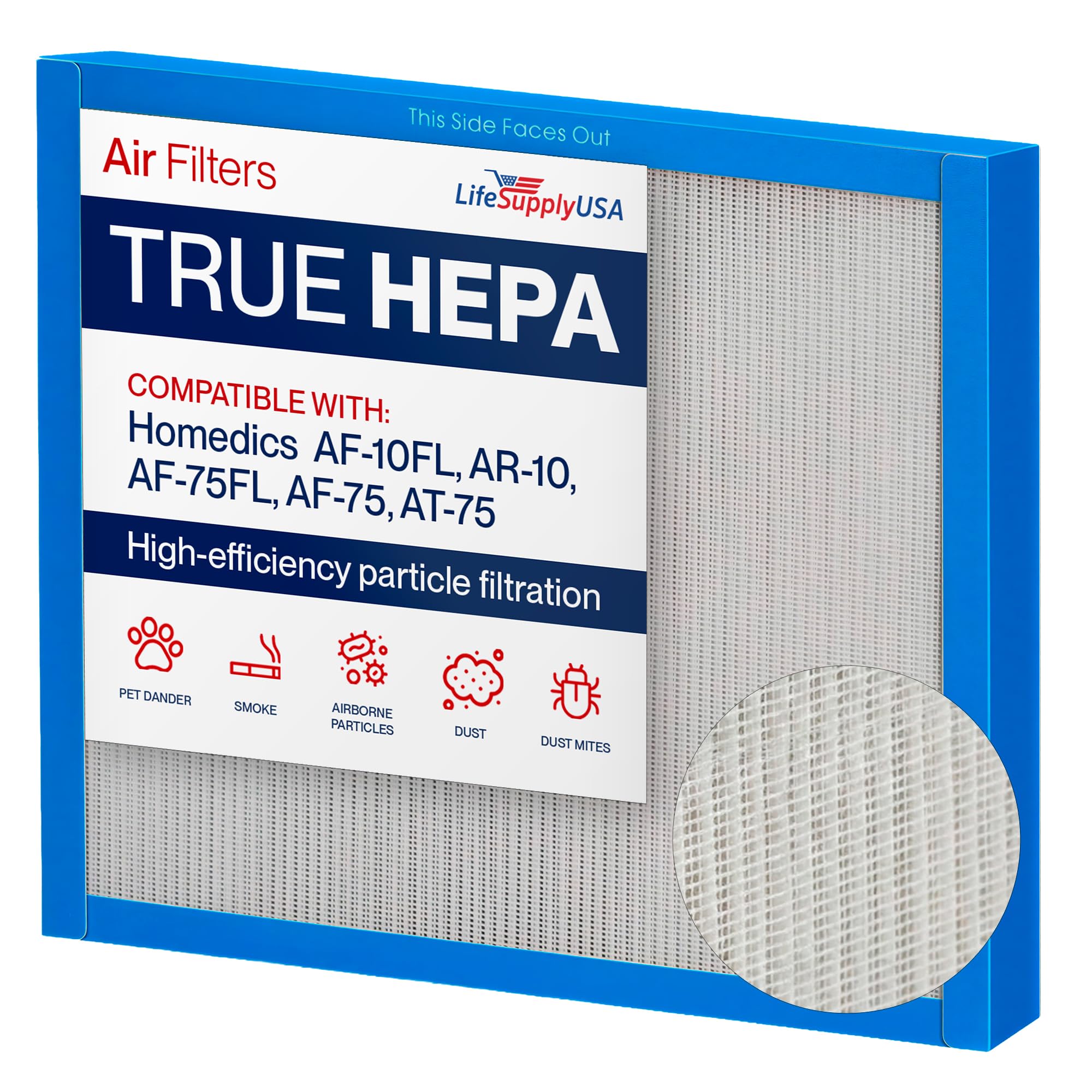 True HEPA Filter Replacement Compatible with Homedics AF-10FL AR-10 AF-75FL AF-75 AT-75 Hypoallergenic Air Purifiers (1-Pack)