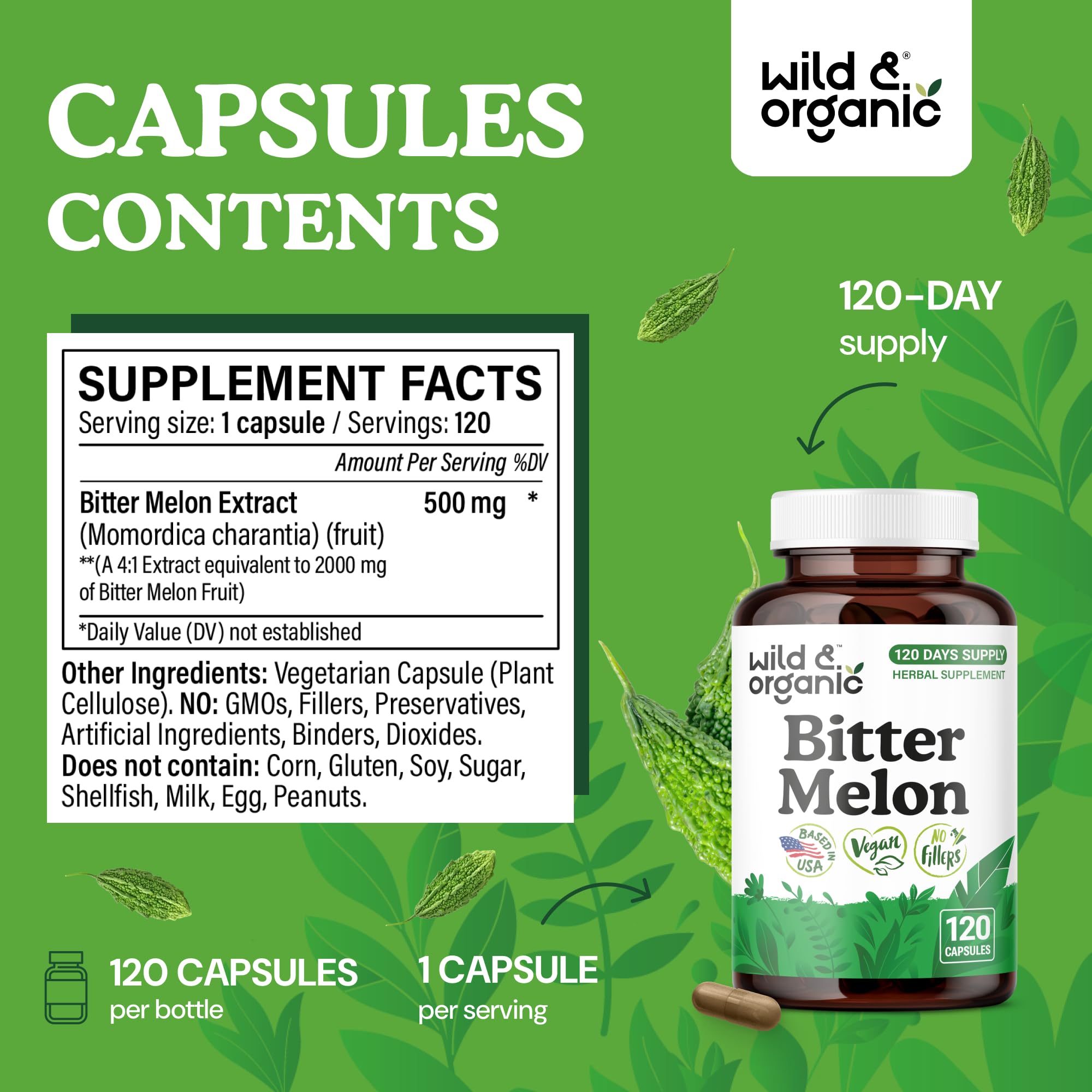 Amazon.com: Wild & Organic Bitter Melon Capsules 500 mg - Overall