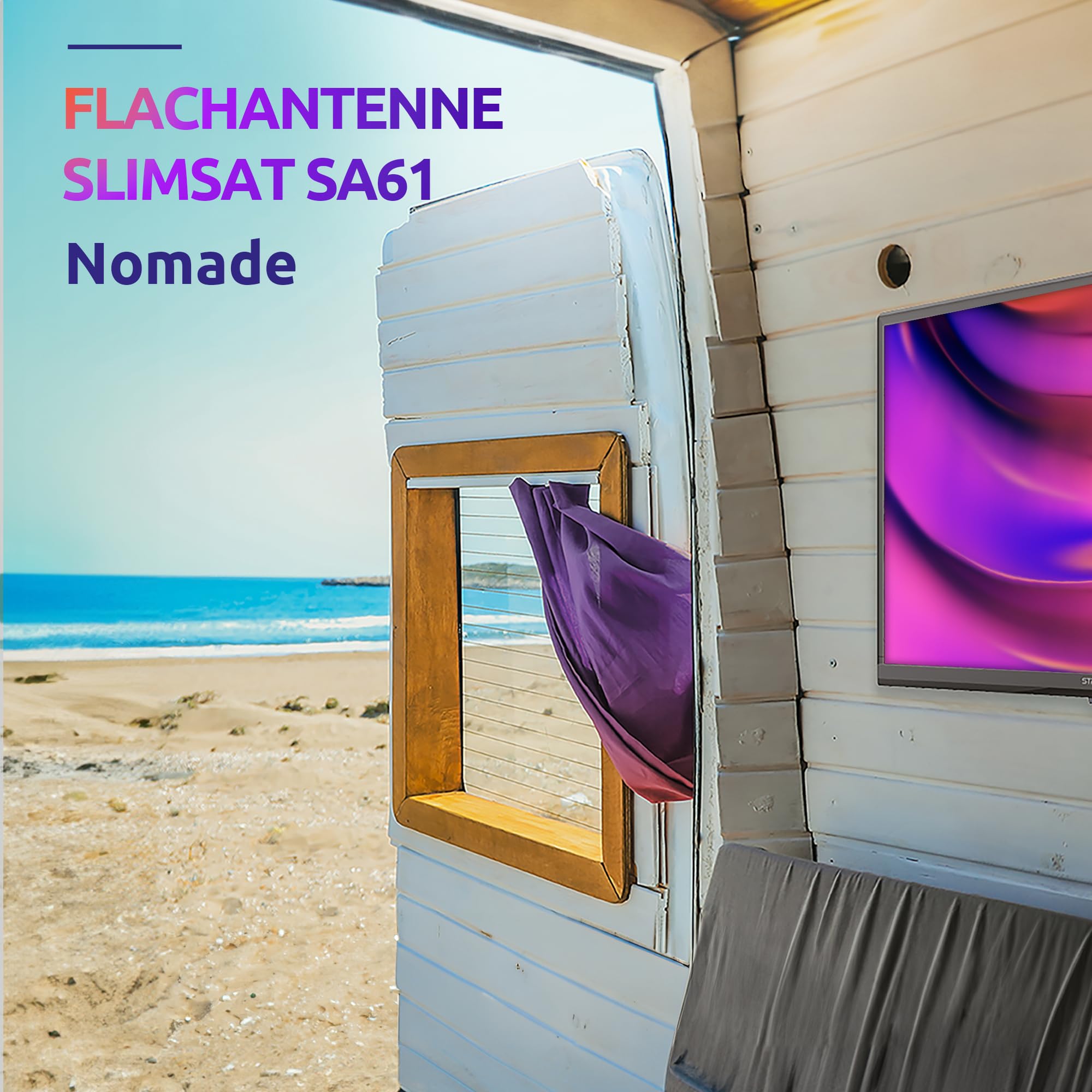 STRONG SlimSat SA61 Kompakte Satellitenantenne Integriertes Single LNB Fensterhalterung weiß