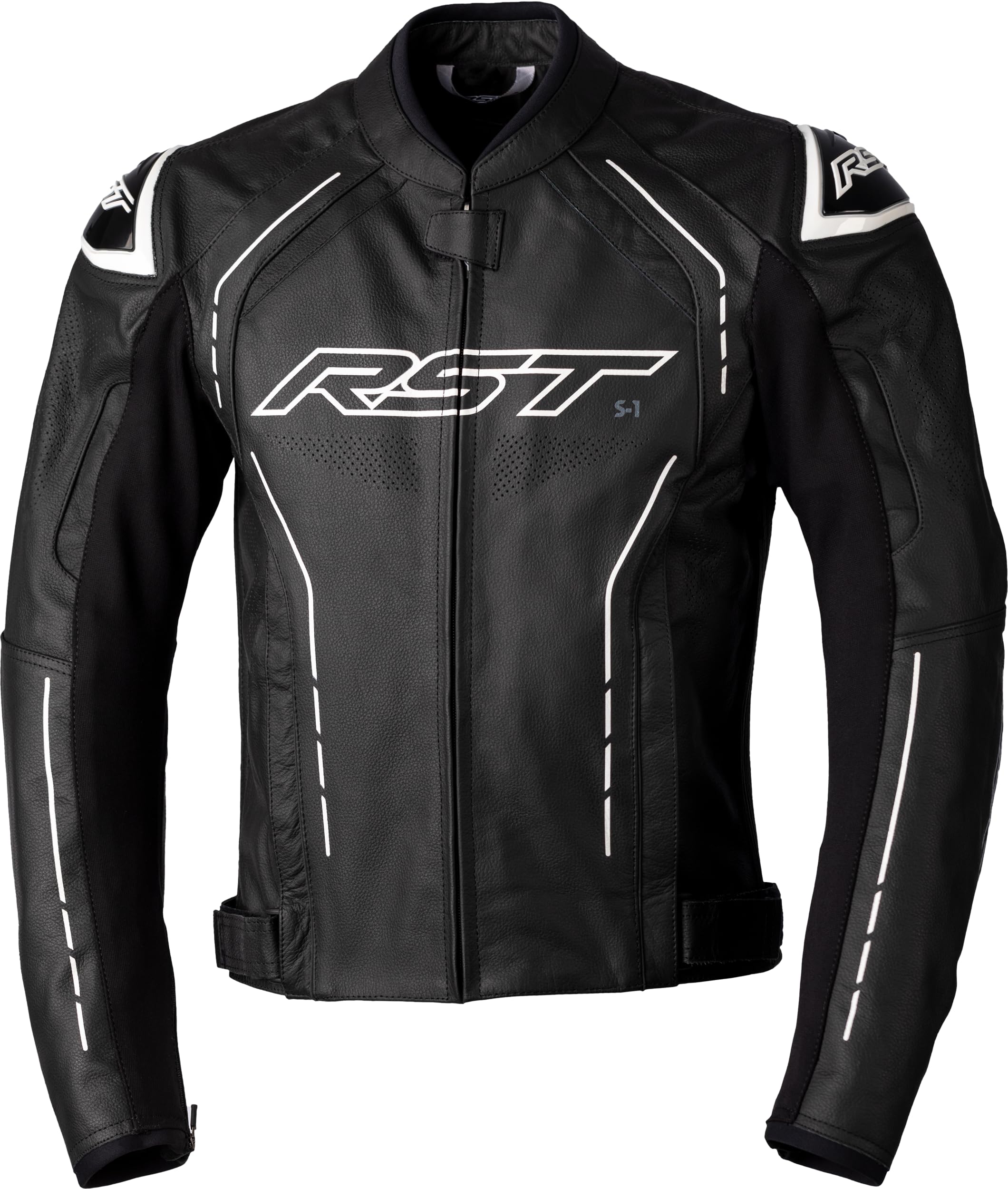 RST 2977 S1 Leather Motorcycle Jacket - UK 42 / Eur 52 - Black / White, Black/white