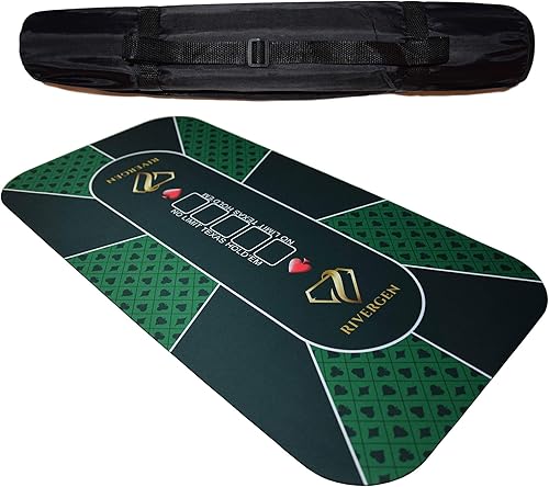 Rivergen Tapete de póquer de 47 x 24 pulgadas, 47.2 x 23.6in de grosor, 0.118in, bolsa de transporte incluida, 10 alfombrillas plegables para