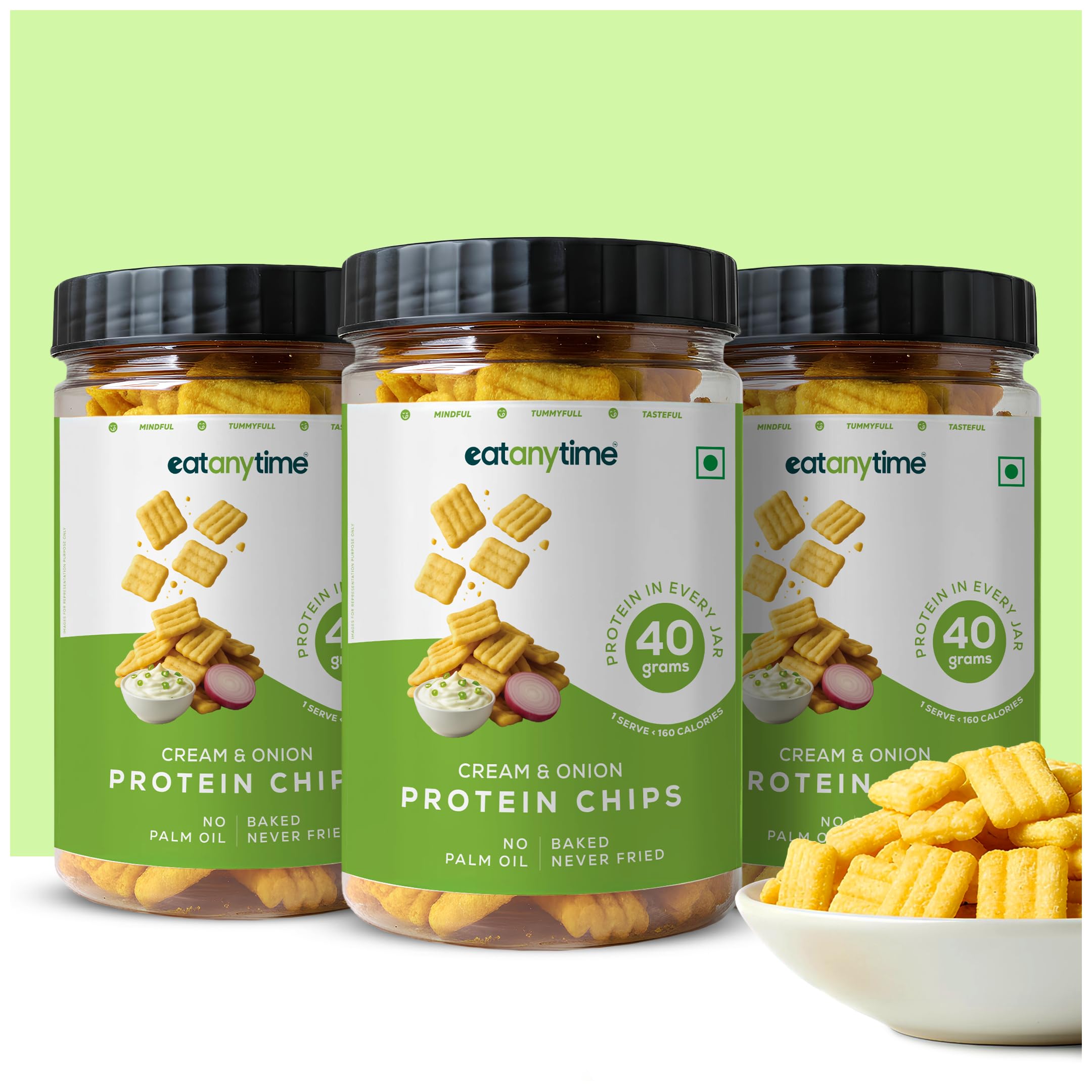 Eat Anytime - Multigrain Protein Chips, Pack of 3, Cream N Onion| 40 g protein per pack | Baked, Not Fried | No Pailm Oil | High Protein, Low Calories (under 160) | Pack of 3 * 150 g per pack-image-7
