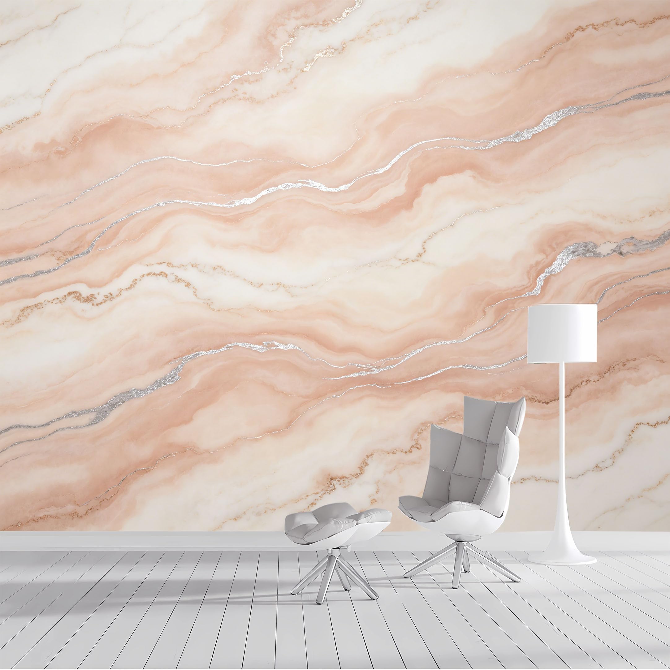 Custom Size Wall Mural Rose Gold Marble Abstract Texture Metallic Veins SelfAdhesive Wall Fabric Removable Peel and Stick Wallpaper Wall Decor for Living Room Bedroom Bathroom