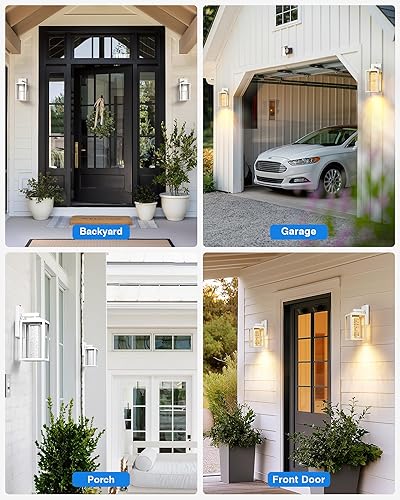 Miniatura 63 de VIANIS Accesorios de iluminación exterior negros para montaje de pared para casa, paquete de 2 luces de porche al aire libre del atardecer al