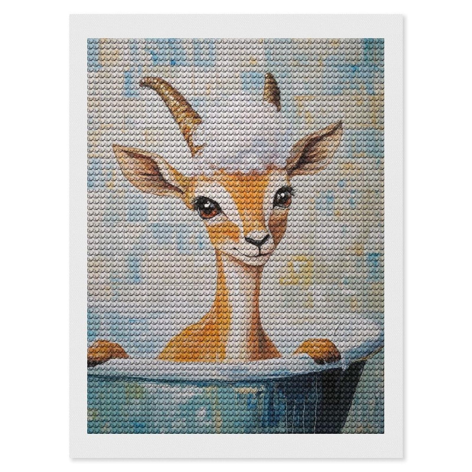 Junmoney Gazelle in A Bath Diamond Painting Kit 12"x16", Festive Craft Gift, Bedroom Decor, Full Kit Included, Creative Gift Idea
